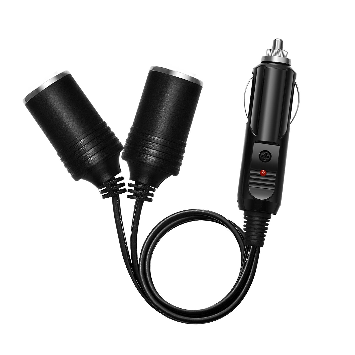 CHANZON 12V/24V 1 to 2 Car Cigarette Lighter Splitter Adapter - 7 inch UL Wire with 15A Fuse - Auto DC Power Supply Extension Co