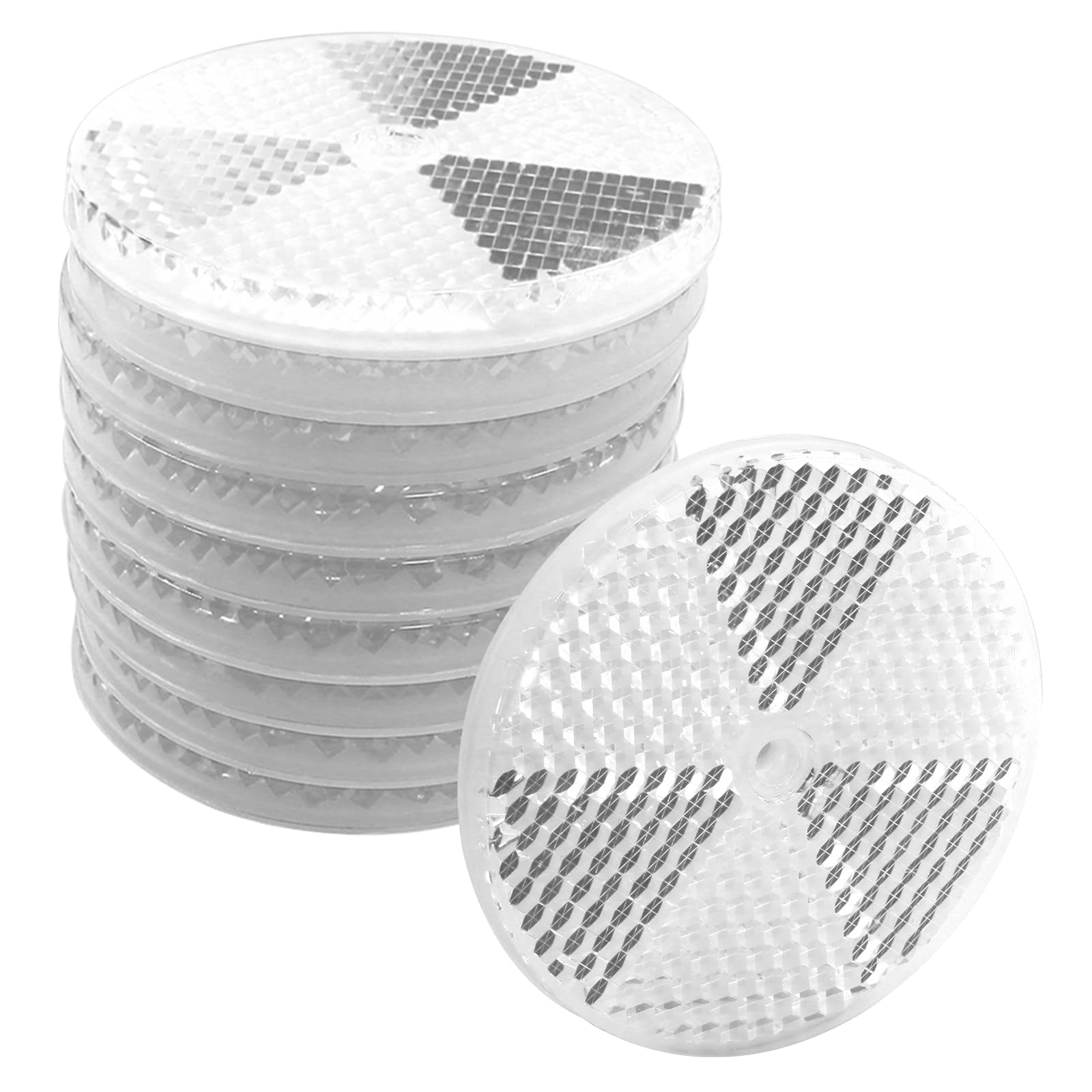 Unlorspy 10 Pcs White Front Reflector 80Mm Dia Round Reflector With Center Mounting Hole For Cars, Trailer, Trucks, Dirt Bike And Boat