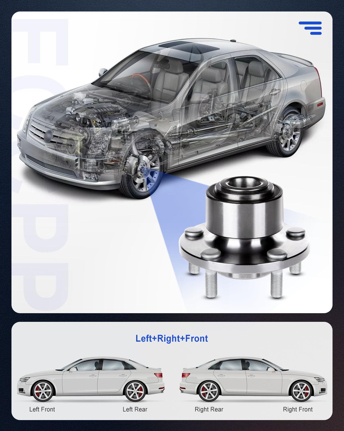 ECCPP 513255 Front Axle 5 Lugs Hub Bearing Assembly for Volvo C30 2008-2009, C70 2006-2009, S40 2004-2009, V50 2005-2009