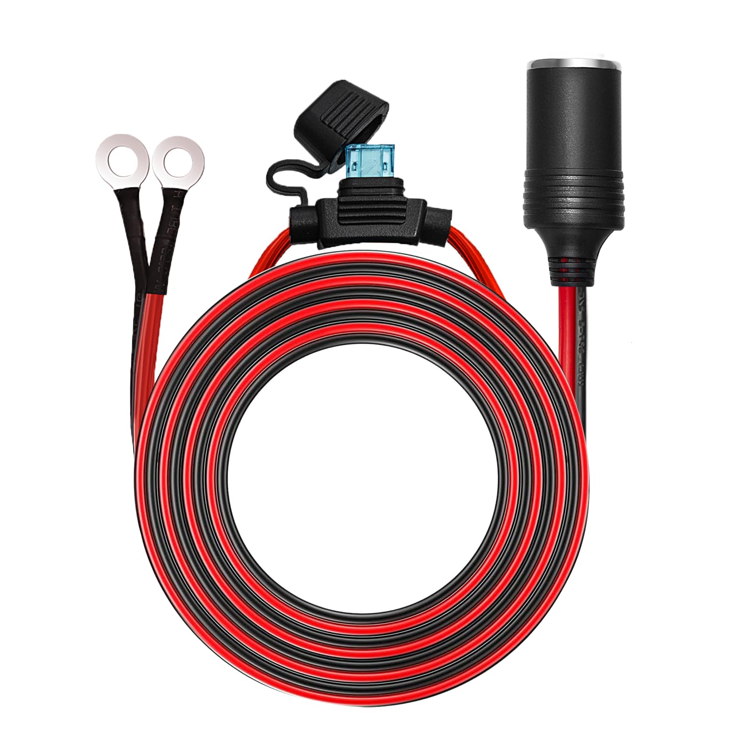 Chanzon 12V / 24V Power Supply Car Plug Outlet - 6Ft/3Ft Ul 16Awg Cable With 15A Fuse - Heavy Duty Dc Cigarette Lighter Female S