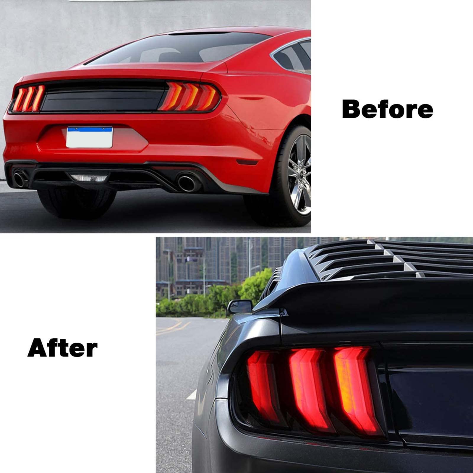 Rt-Tcz Tail Light Lamp Cover Guard Trim Frame Bezels Decoration Accessories Compatible With Ford Mustang 2018-2023(2018+ Smoke B