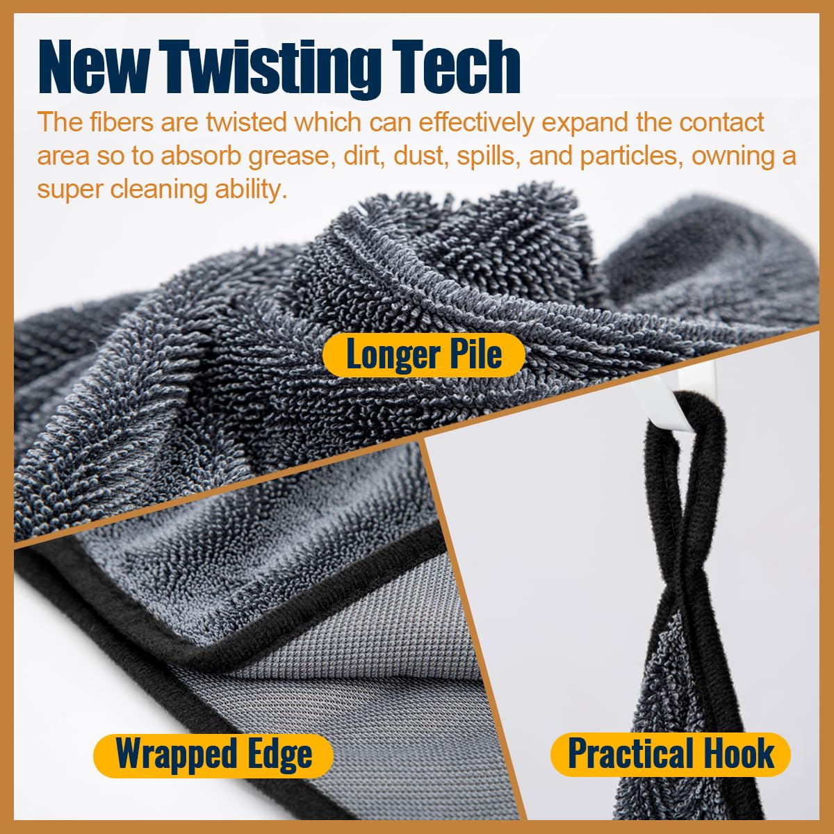 Airlab Microfiber Towels For Cars Drying Extra Large Super Absorbent Cleaning Cloth Auto Detailing Ultra Soft, Lint-Free, Streak-Free 600Gsm, 24'' X 35'', 1 Pack