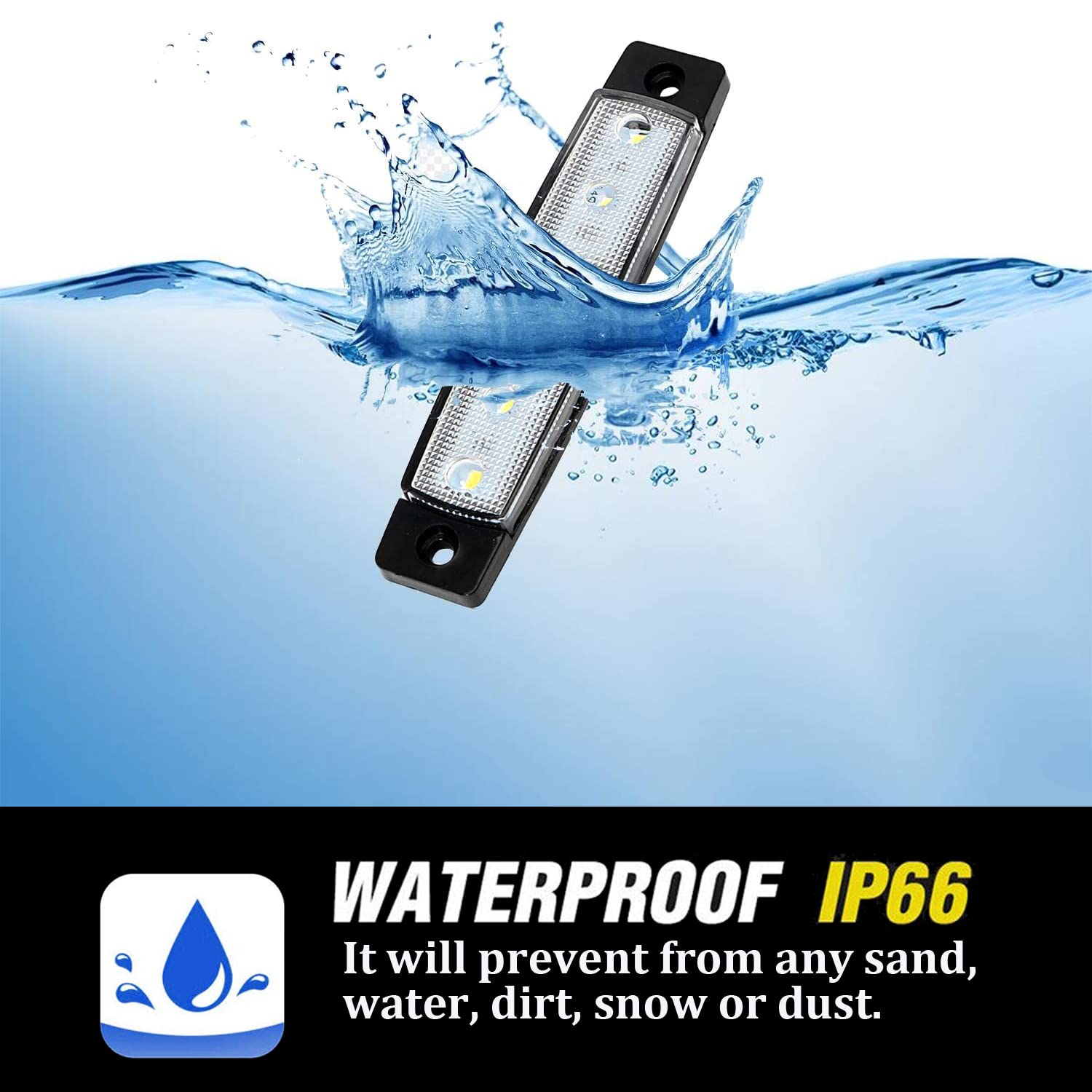 Fxc 10X 6 Led Clearence Truck Bus Trailer Side Marker Indicators Light Tail Taillight Brake Stop Lamp 12V (White)