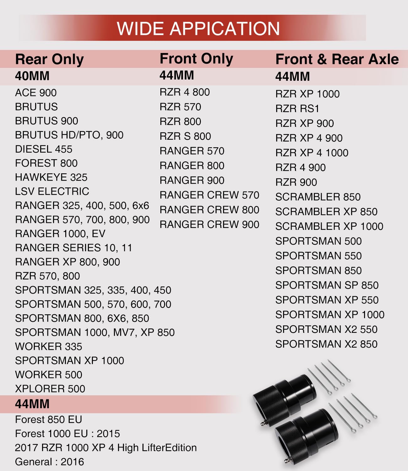 40Mm & 44Mm Front Rear Wheel Bearing Greaser Tool - Greasing Kit Replaces For Polaris Ranger 570 800 900 1000Xp Sportsman 500 850 1000Xp, Also For Polaris Atv Utv Sxs/Rzr 900S/ 1000/ Pro Xp