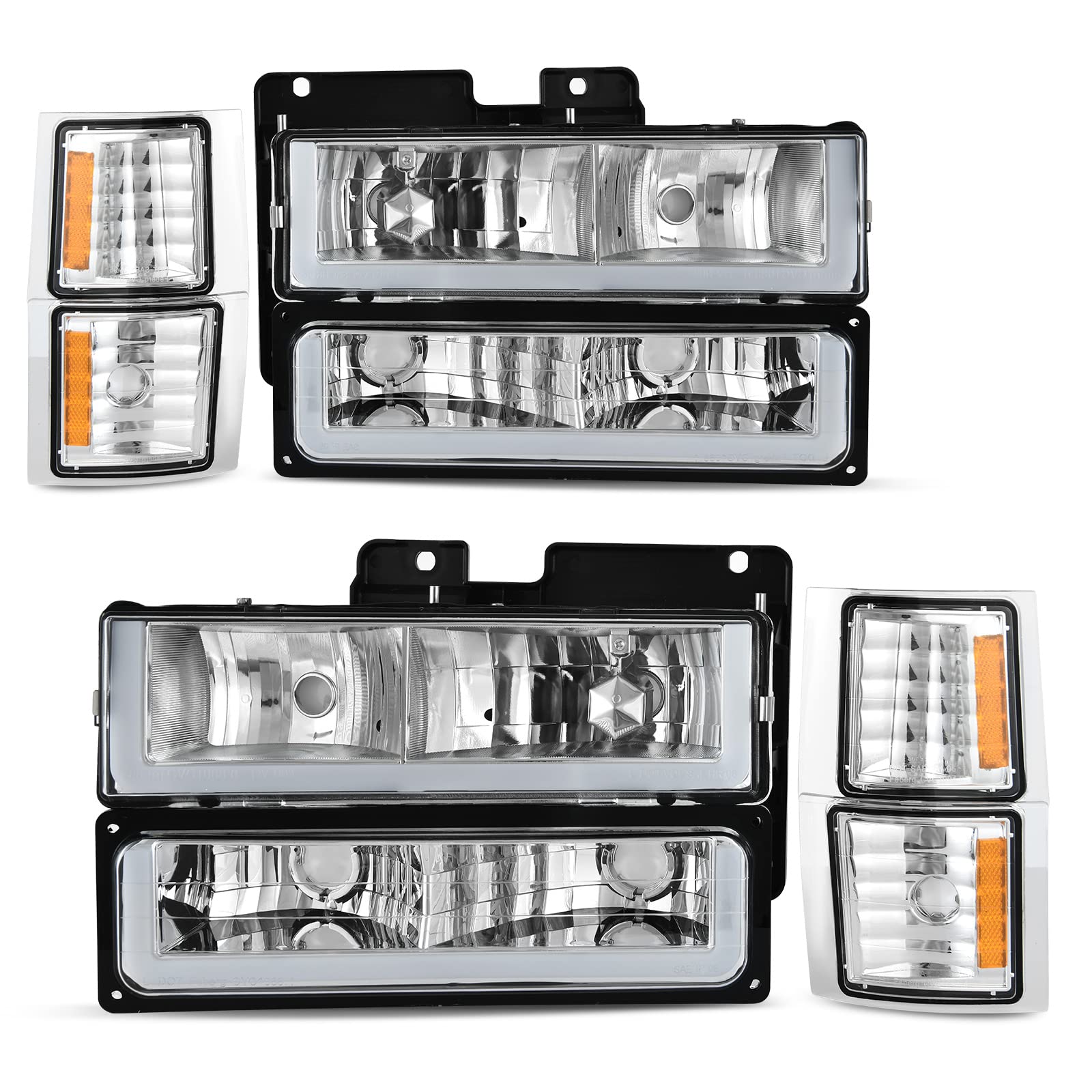 Autosaver88 Led Drl Headlights Assembly Compatible With 1994-1999 Chevy C/K C10 Suburban Tahoe Headlight Headlamp Replacement Wi