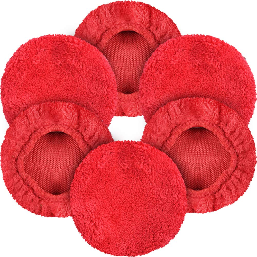 eFuncar Car Windshield Cleaning Tool Bonnets - 6 Pack, 5 Windshield Cleaner Wand Cloths Replacement Pads Thickened Red Coral Fle