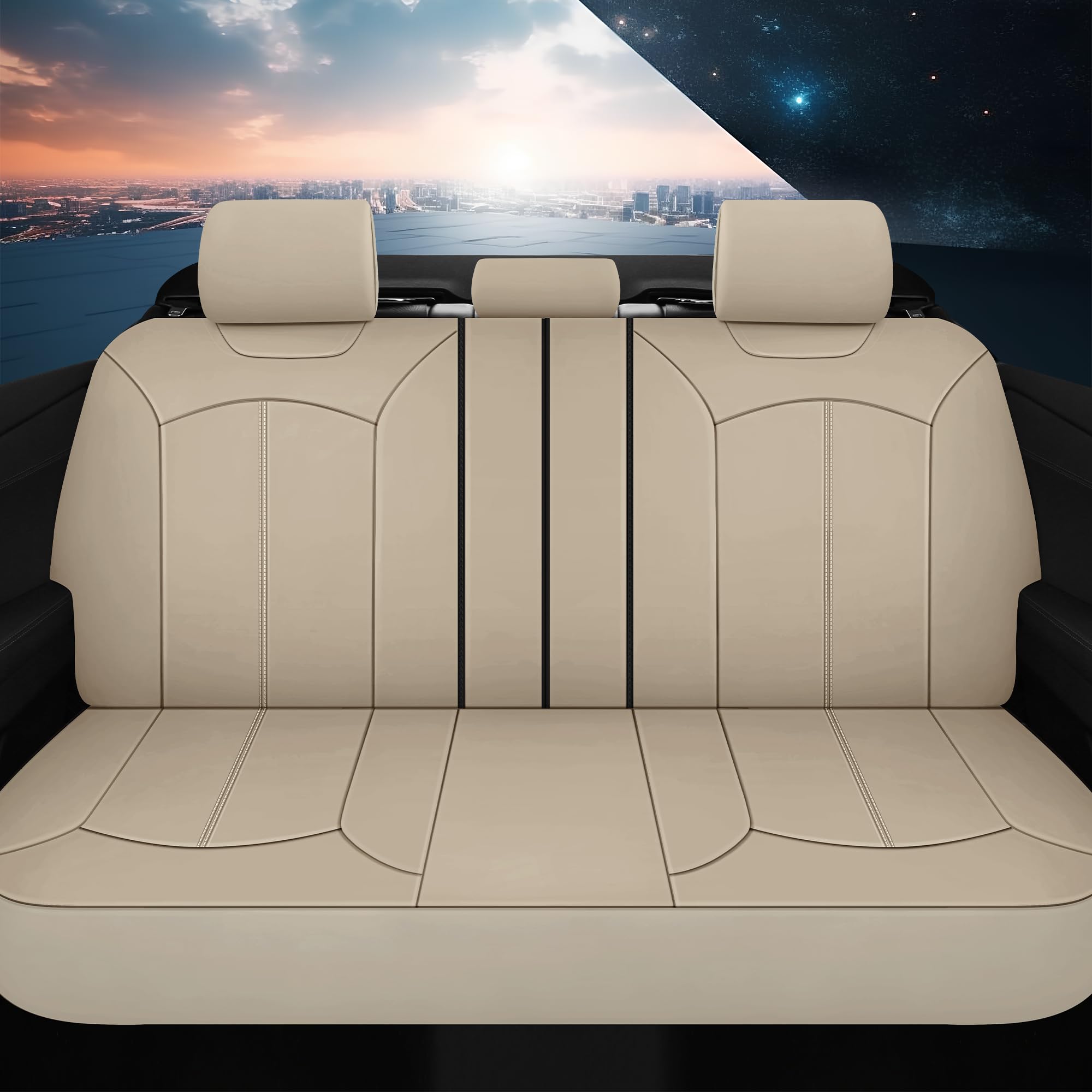 Pariiaotin Premium Leather Car Seat Covers Full Set, Waterproof Full Seat And Split Rear Bench Seat Covers For Cars,Universal Au