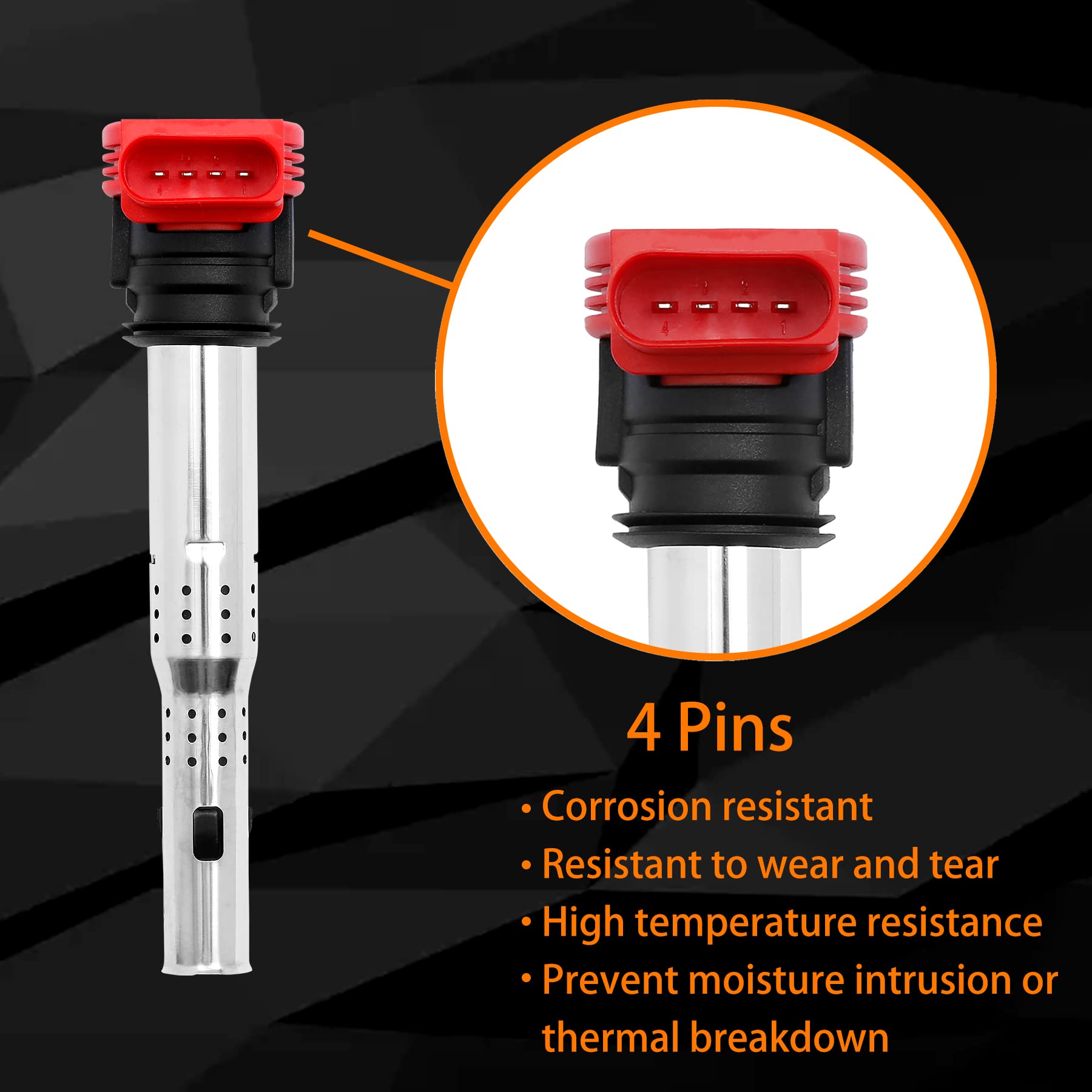 Ignition Coil Pack & Spark Plugs Set Of 4 Compatible With Audi A4 A5 Tt Volkswagen Cc Tiguan & More 2.0L 2.0T Replaces# 06E90511