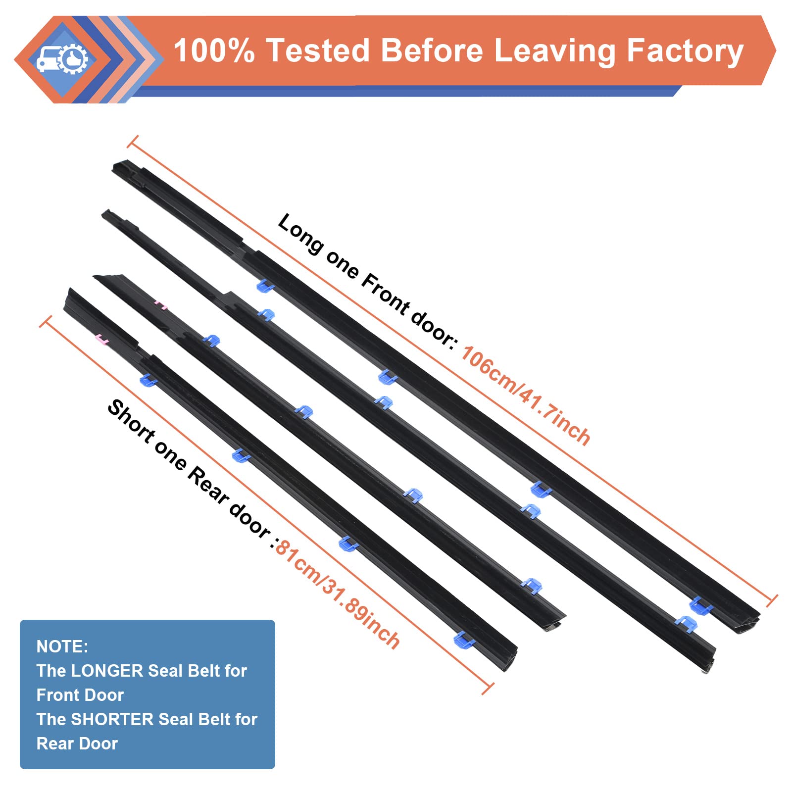 Zonfant 4 Pcs Car Outer Door Window Moulding Trim Weatherstrip Seal Belt Compatible With Honda Vehicle 2012-2015 Civic, Replace#72450-Tr0-A01 72410-Tr0-A01 72950-Tr0-A01 72910-Tr0-A01