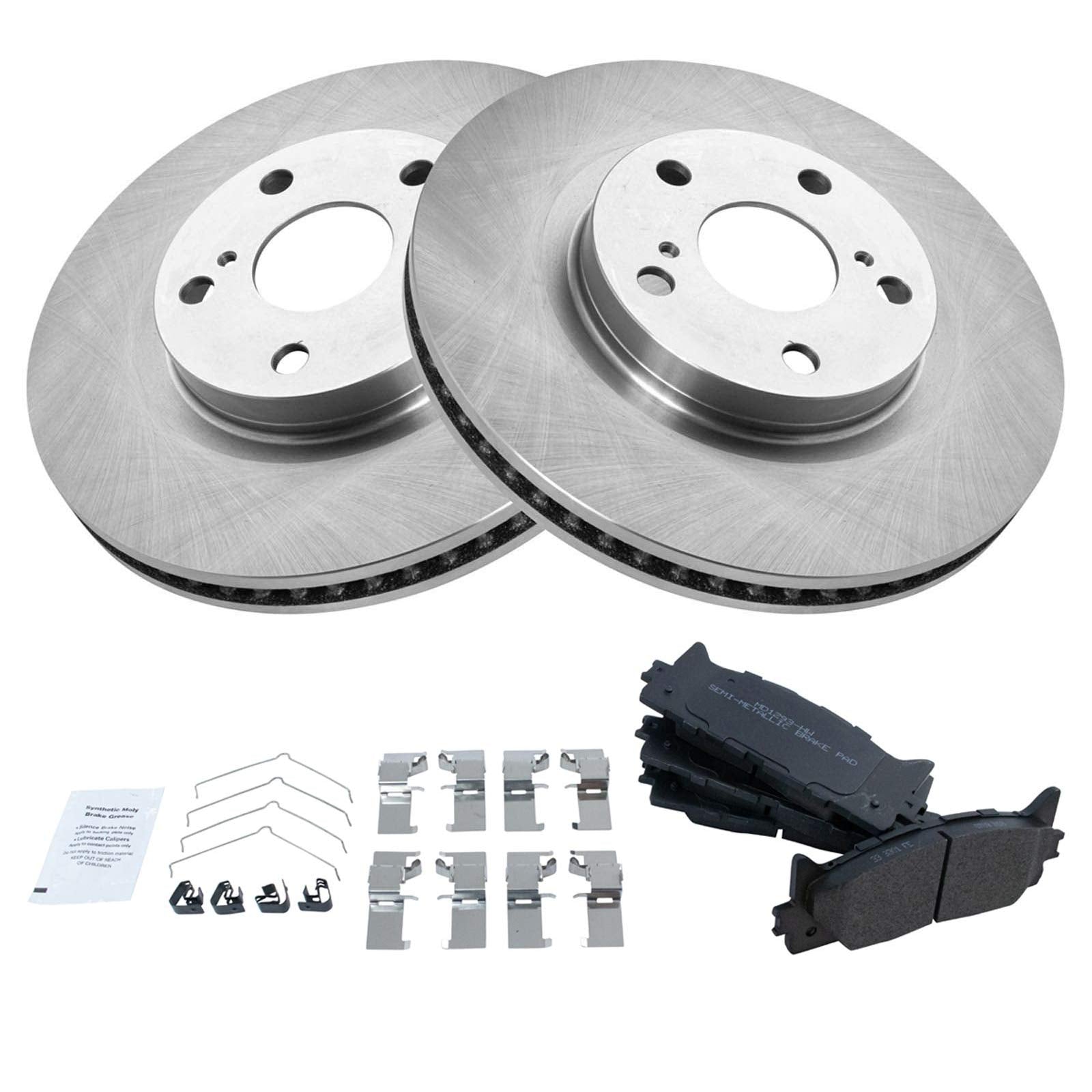 Trq Front Brake Pad & Rotor Kit Brake Pads Brake Rotor Semi-Metallic Compatible With 2013-2018 Lexus Es300H 2007-2018 Es350 2008