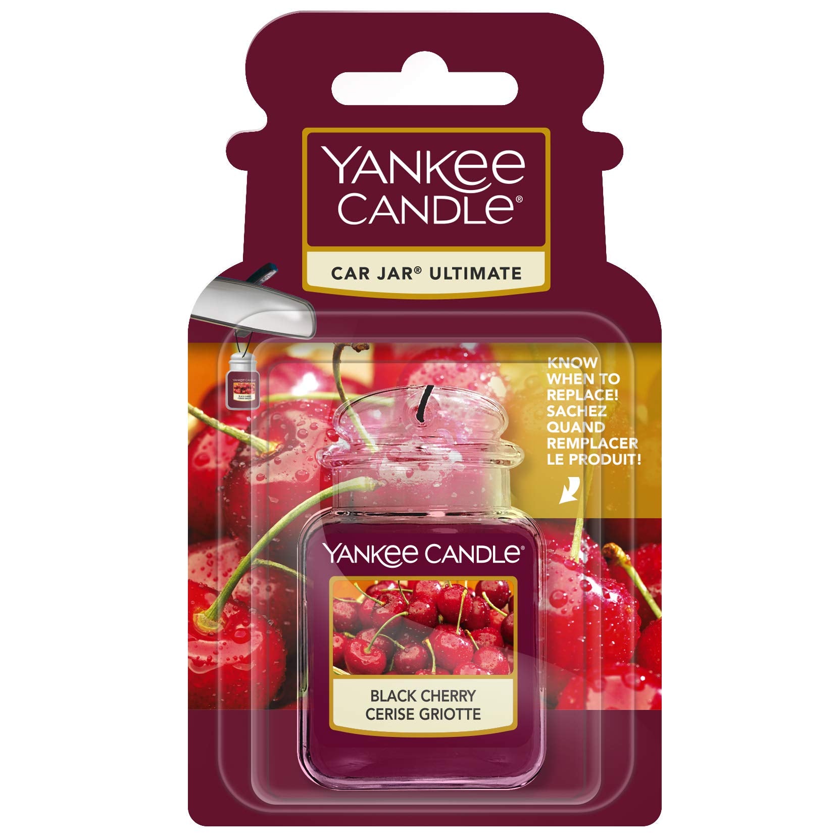 Yankee Candle 1221000E Car Freshener, Car Jar Ultimate, Black Cherry