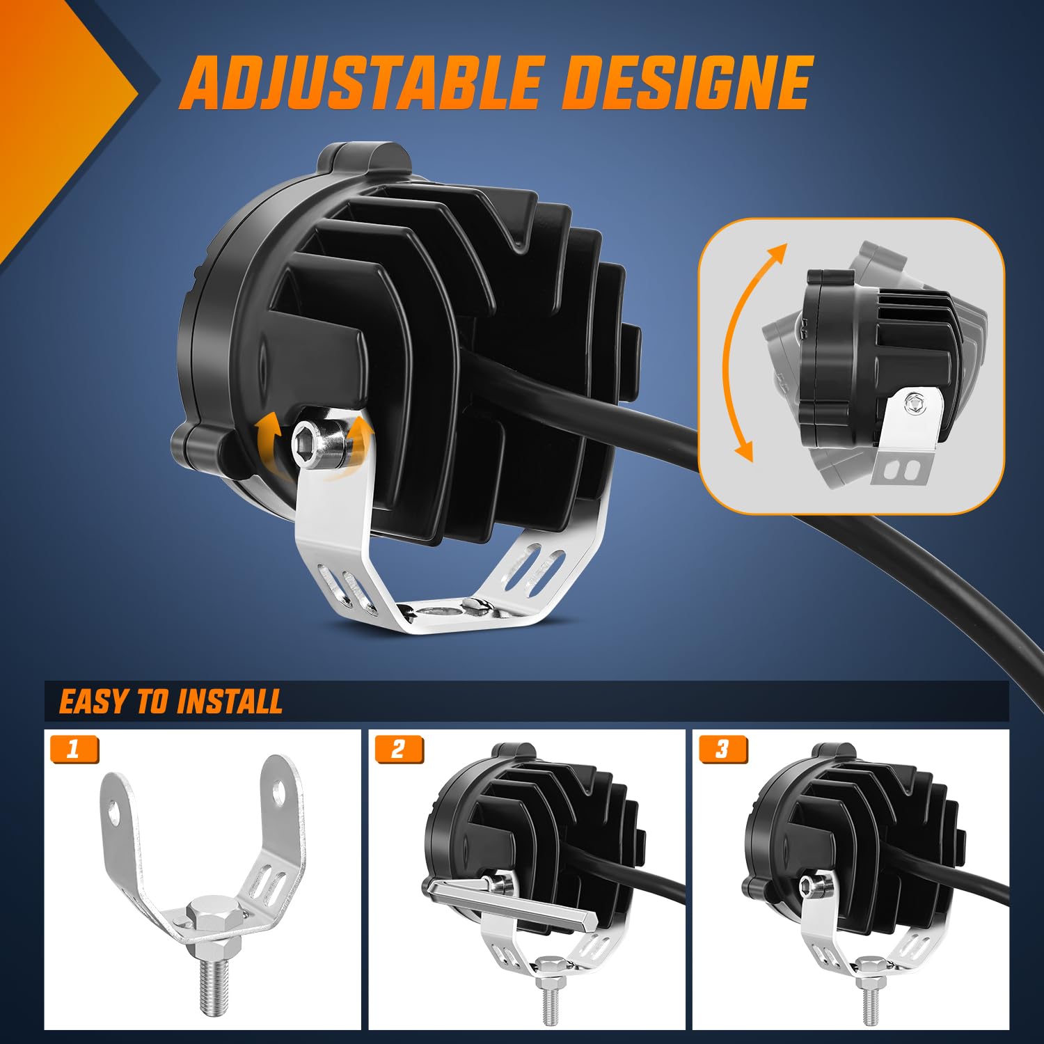 Nilight Motorcycle Driving Lights 2.7 Inch White Amber Spot Beam Fog Light Led Pods Ip67 Waterproof Auxiliary Offroad Lighting F