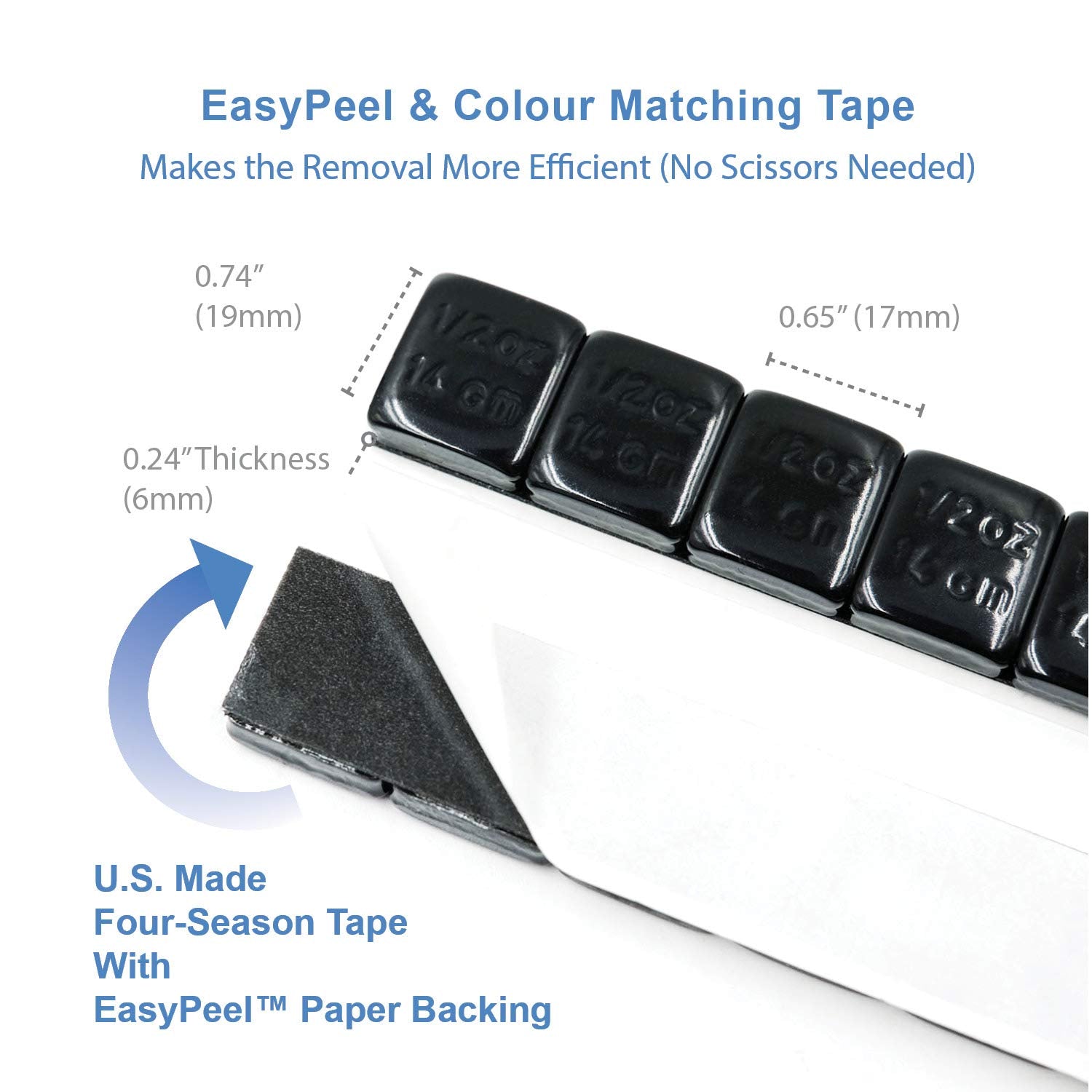 Ckauto 4 Boxes, 504 Pcs, 1/2Oz, 0.5Oz, Black, Adhesive Stick On Wheel Weights, 63Oz/Box, Us Quality