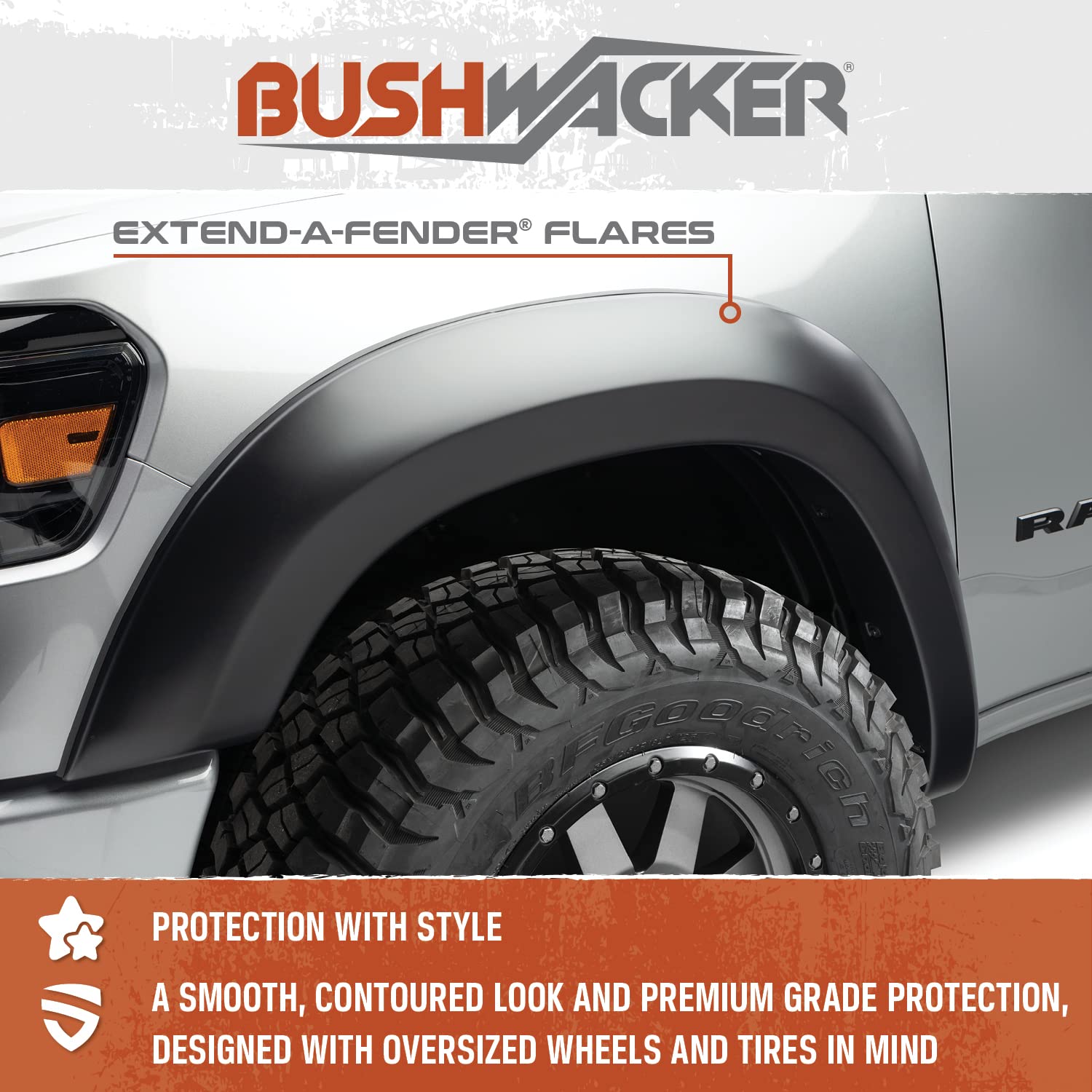 Bushwacker Extend-A-Fender Extended Front & Rear Fender Flares | 4-Piece Set, Black, Smooth Finish | 20926-02 | Fits 2009-2014 F
