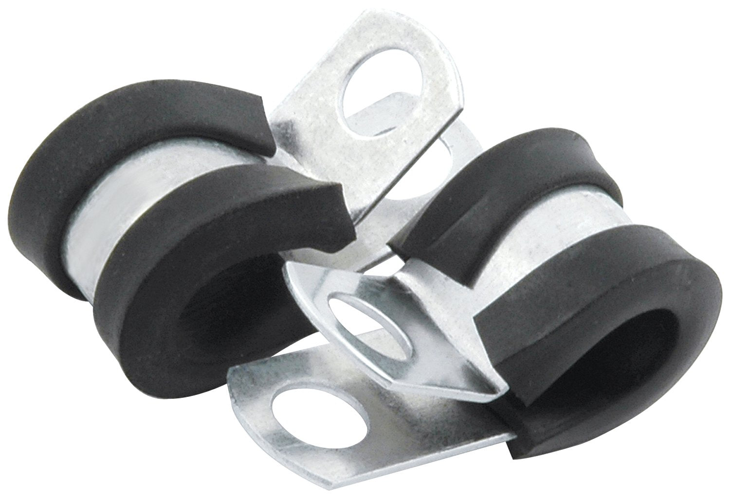 Allstar Performance All18300 3/16'' Rubber Cushioned Aluminum Line Clamp, (Pack Of 10),Black Metallic