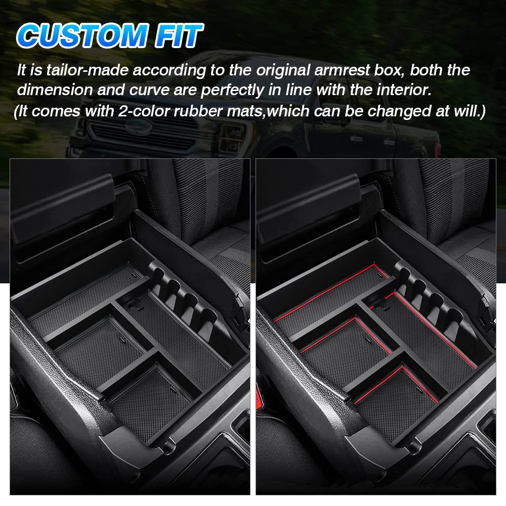 Autorder Compatible With Center Console Organizer Ford F-150 F150 2021 2022 2023 Accessories Armrest Box Secondary Storage Box I