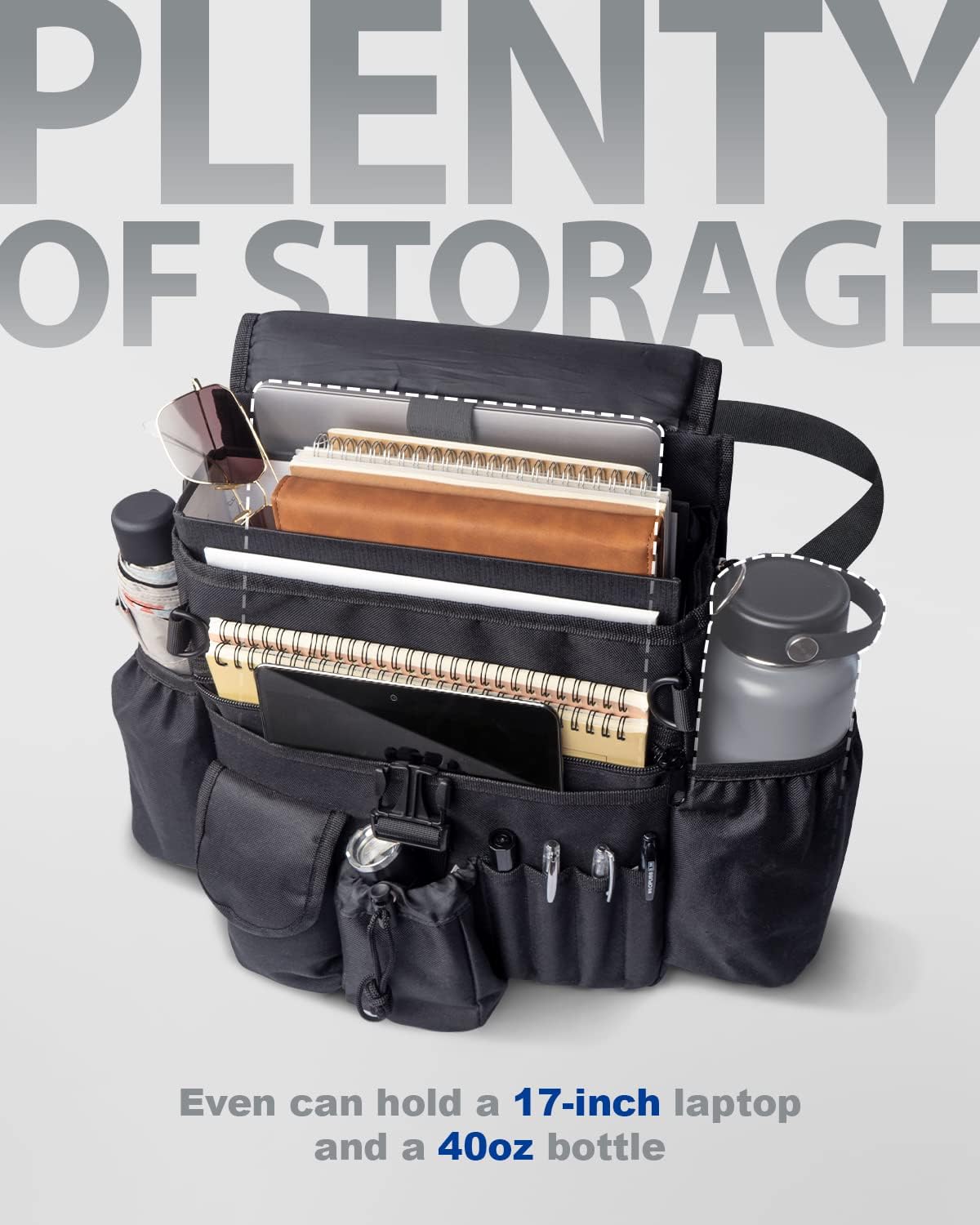 FifthQuarter Car Organizer Front Seat: Portable Large Capacity Car Organizers and Storage With Laptop Storage Adjustable Strap S