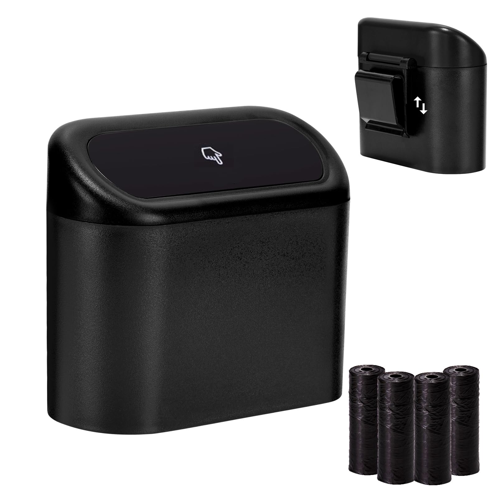 Ginsco 2 Pack Mini Trash Can With Lid, Small Garbage Can, Cute Leakproof Abs Car Trash Bin, Car Accessories For Interior, Garbag