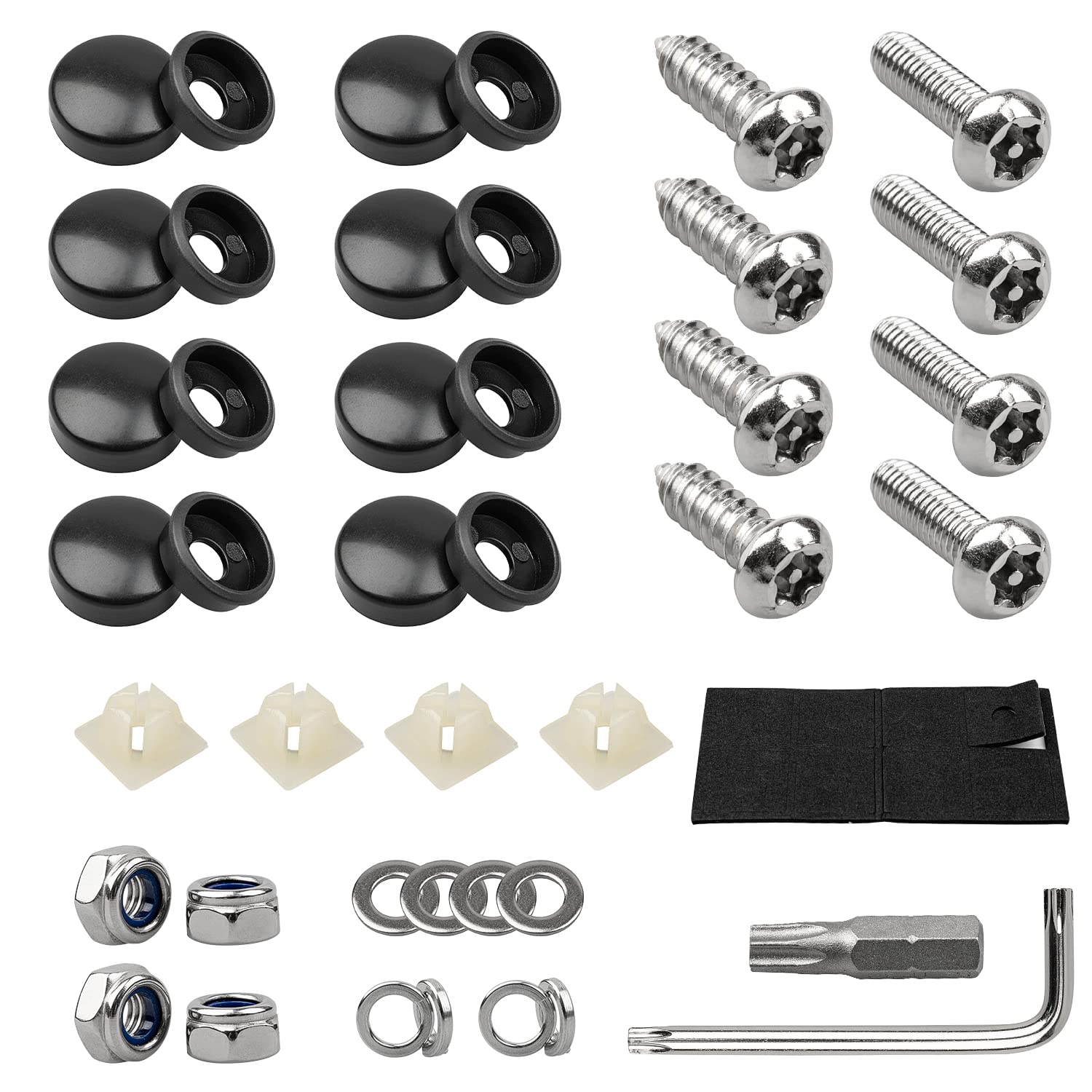 License Plate Screws Kits, Stainless Steel Anti Theft Mounting Hardware For Car Tag Plate Frames Covers, M6 (1/4'') Tamper Proof