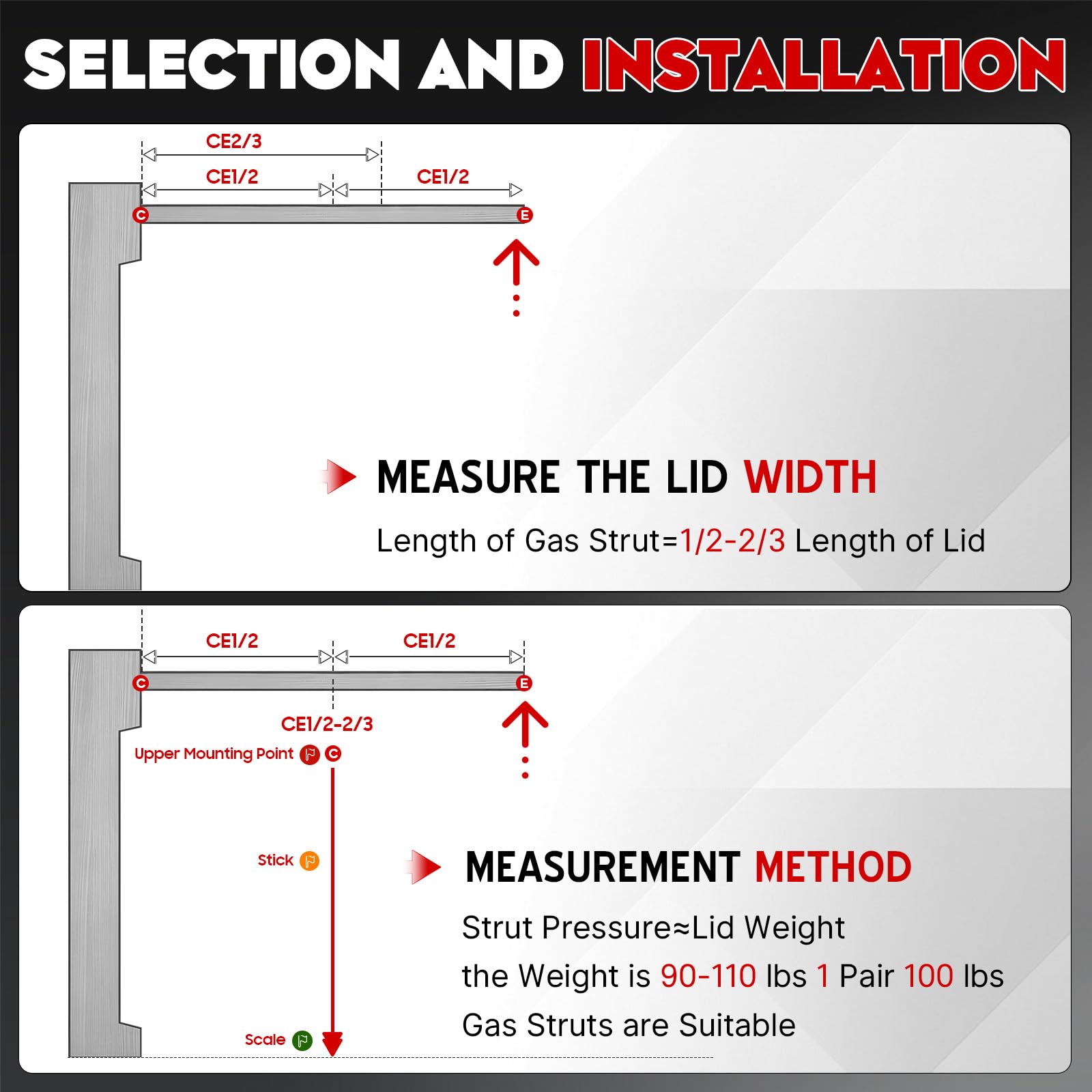 2 pcs 20 Inch 60lb/267N Gas Strut Spring Shock for RV Bed Pick-up Truck RV Motorhome Storage Basement Door Tanning Bed C16-08260