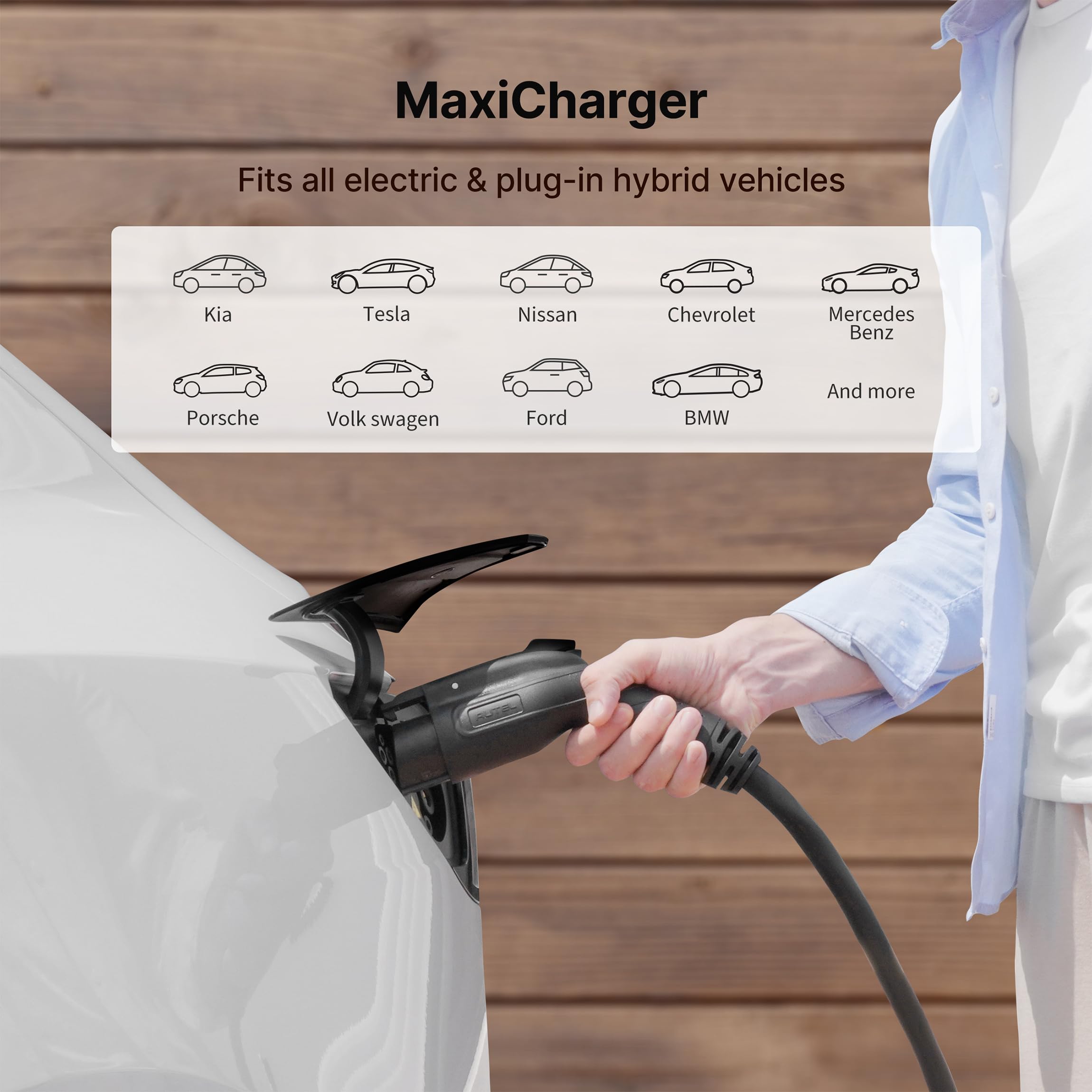Autel Maxicharger Electric Vehicle (Ev) Charger,240V Indoor/Outdoor Car Charging Station With Level 2, Wood Grain