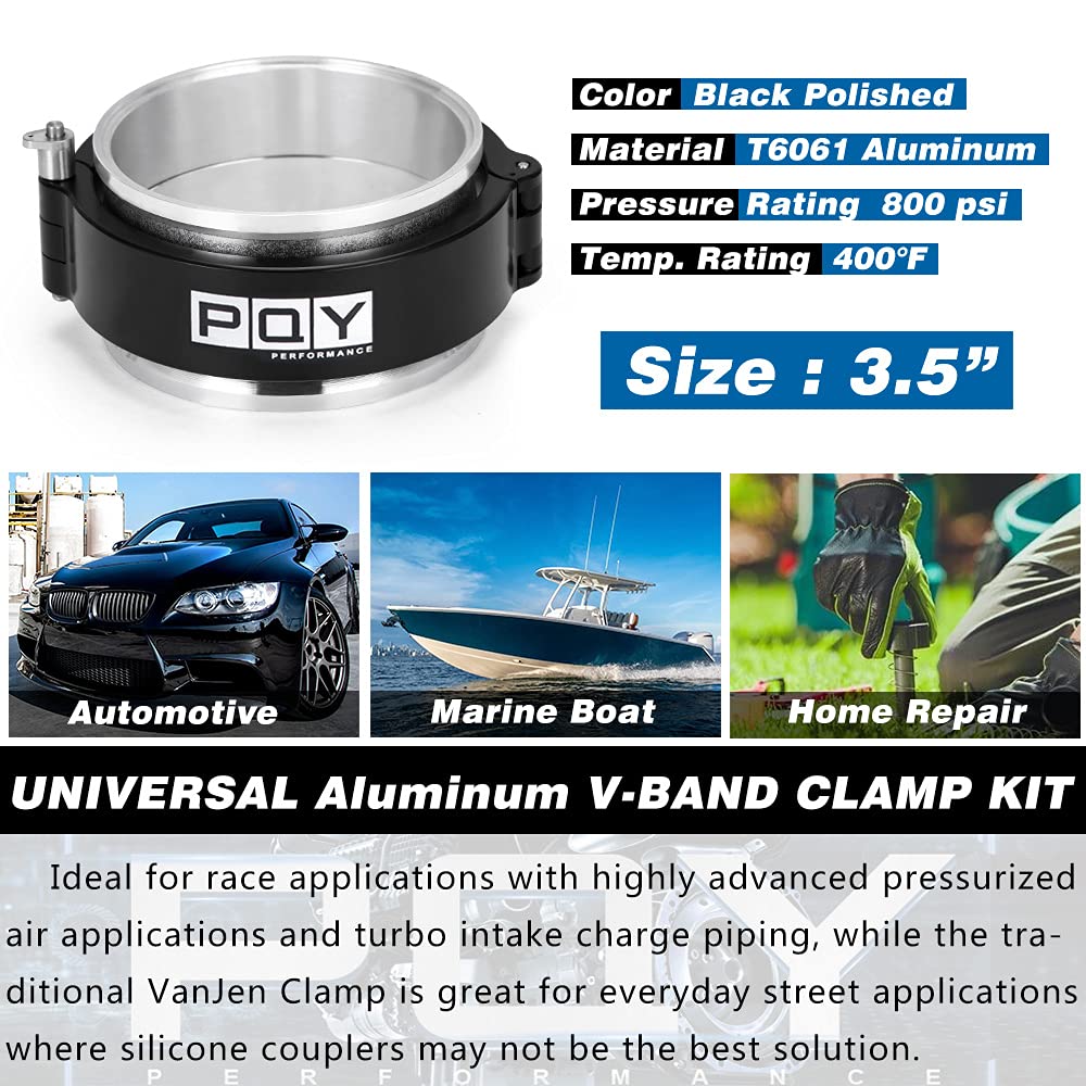 Pqy 3.5 Inch Aluminum Quick Release V Band Clamp With Flange Intake Intercooler Pipe Clamp Throttle Union Sleeve