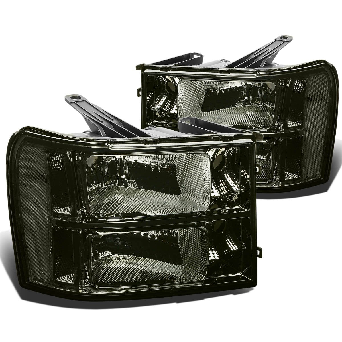 Dna Motoring Pair Headlight Assembly Compatible With 07-13 Gmc Sierra 1500/07-14 Sierra 2500 Hd 3500 Hd, Smoked/Clear, Hl-Oh-Gmc