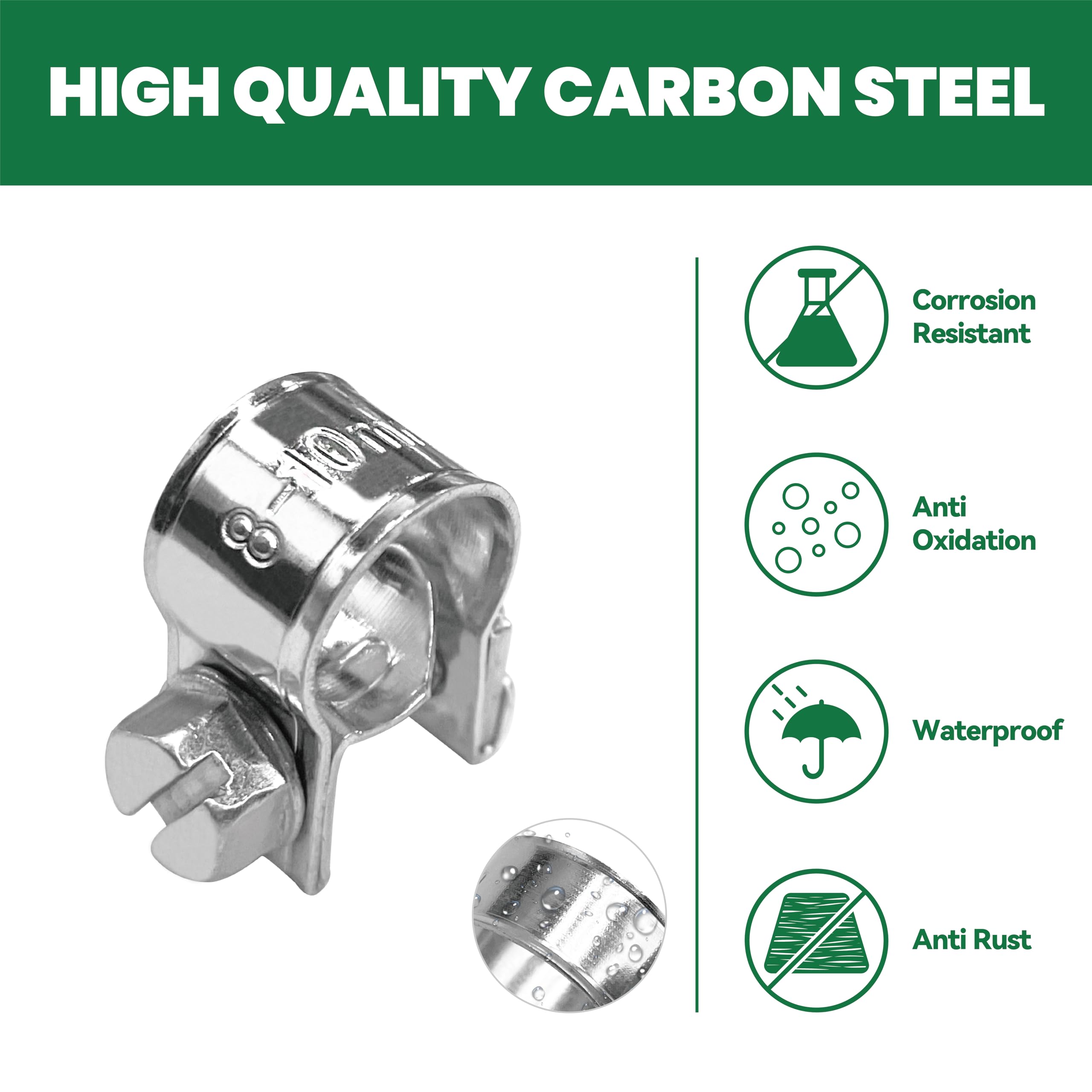 LAR-ME 1/8'' Mini Fuel Injection Hose Clamps, 20PCS Gas Line Hose Clamp, Adjustable Pipe Hose Clip Tube Clamps for Automotive,Ag