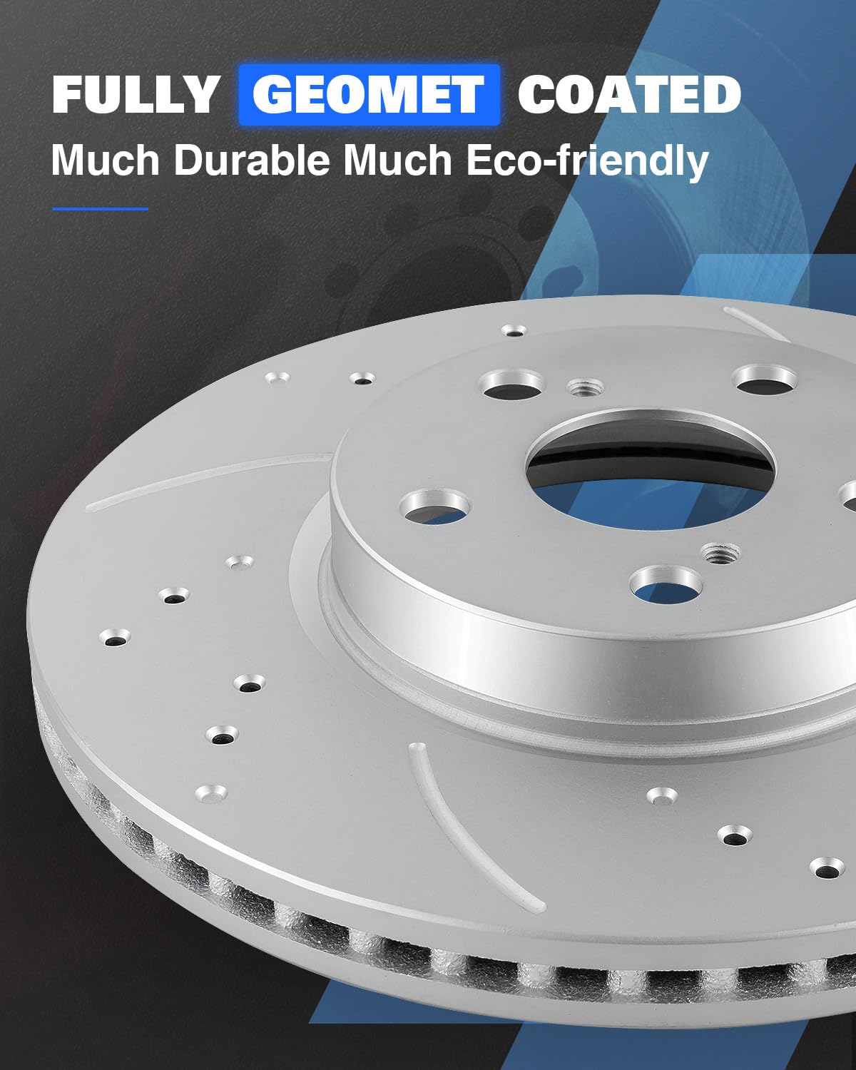 funire Front Vented G-coated Brake Rotors Kit for Rondo 2010, Drilled Slotted Brake Rotors Kit 280mm(11in)