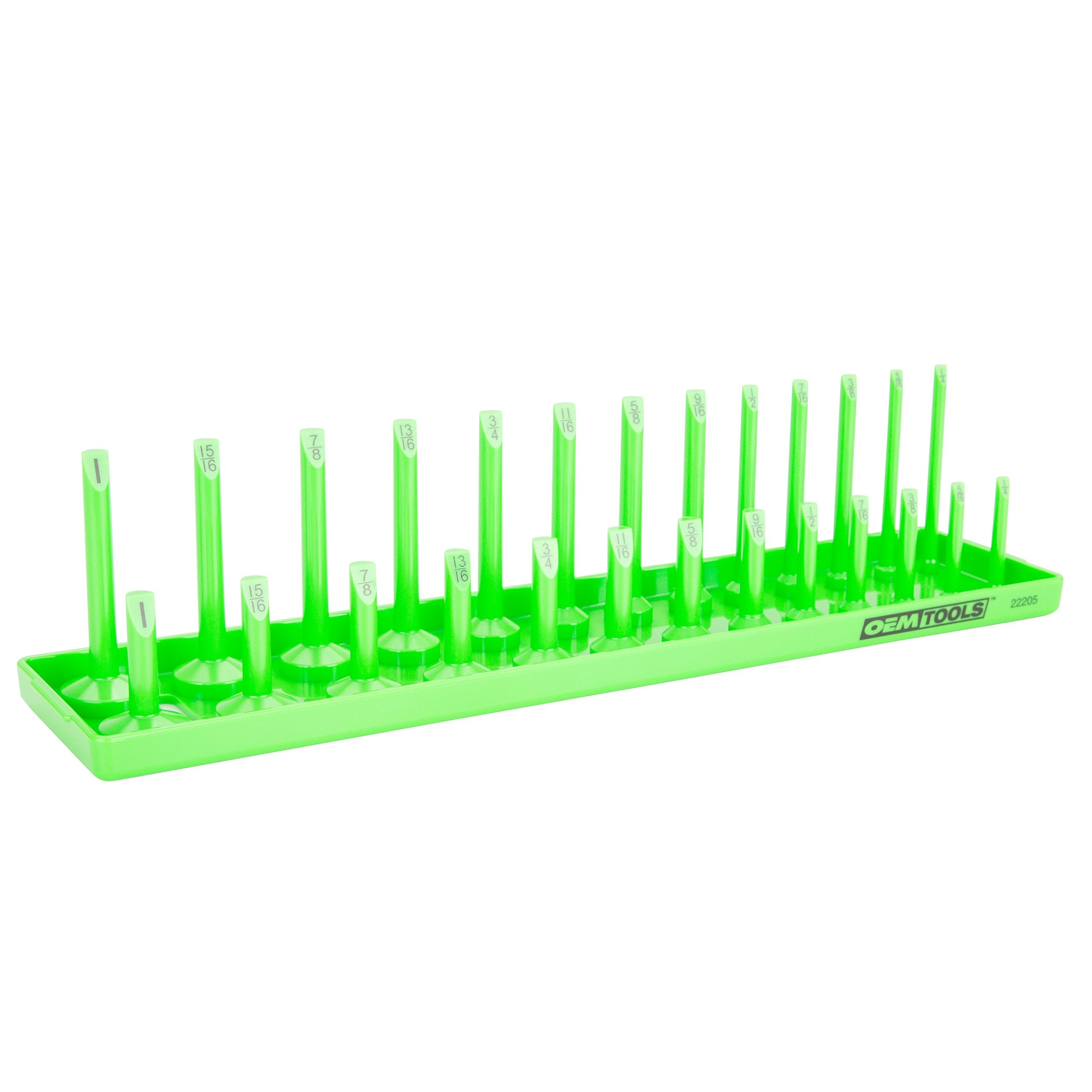 OEMTOOLS 22205 SAE Socket Tray, 3/8 Drive | 26 Deep & Shallow Socket Organizer Tray | Fits Sockets from 1/4 to 1 | Secure