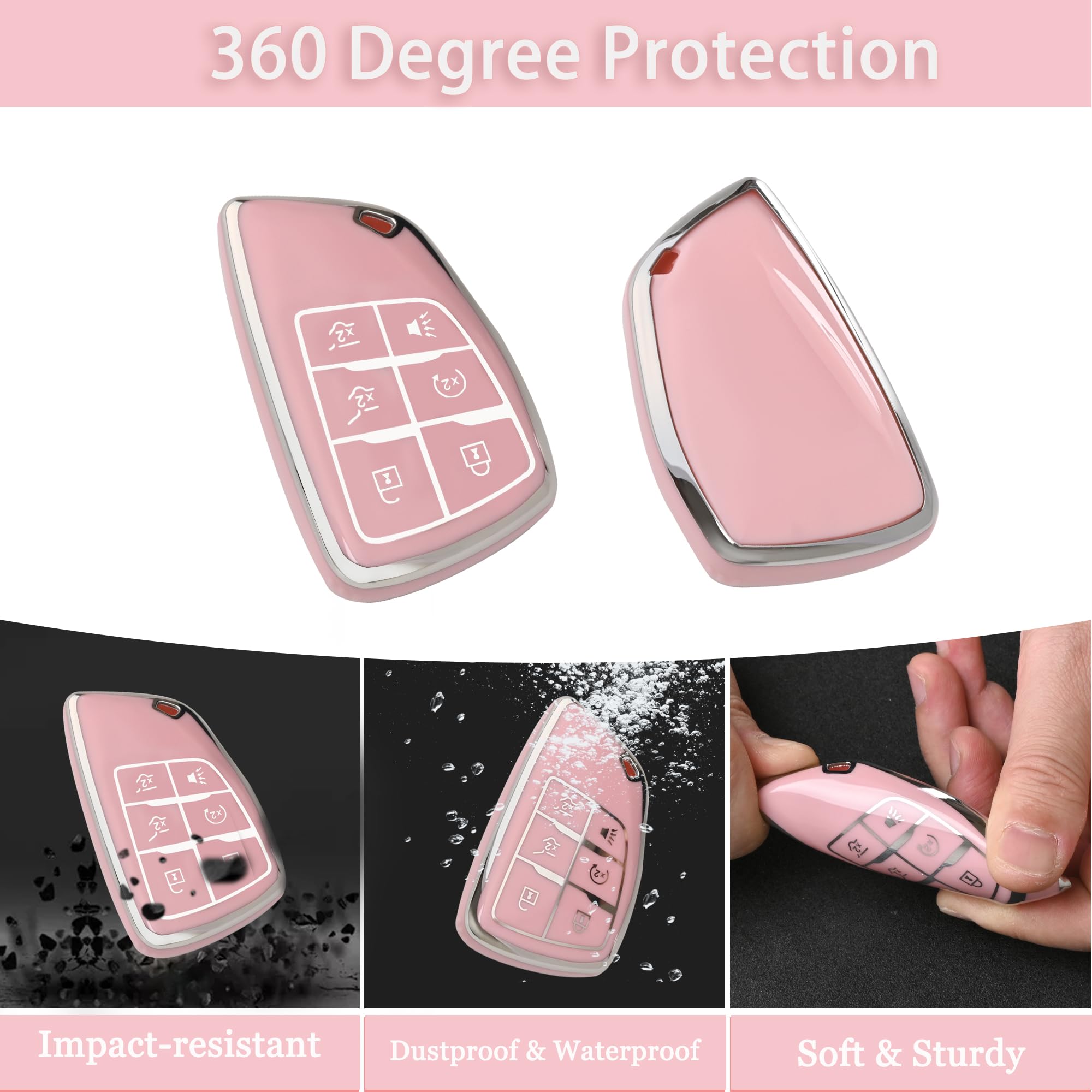 TECARATE for Chevy Silverado Key Fob Cover - Soft TPU Key Fob Case Compatible for Chevy Silverado 1500 GMC Sierra 1500 Smart Rem