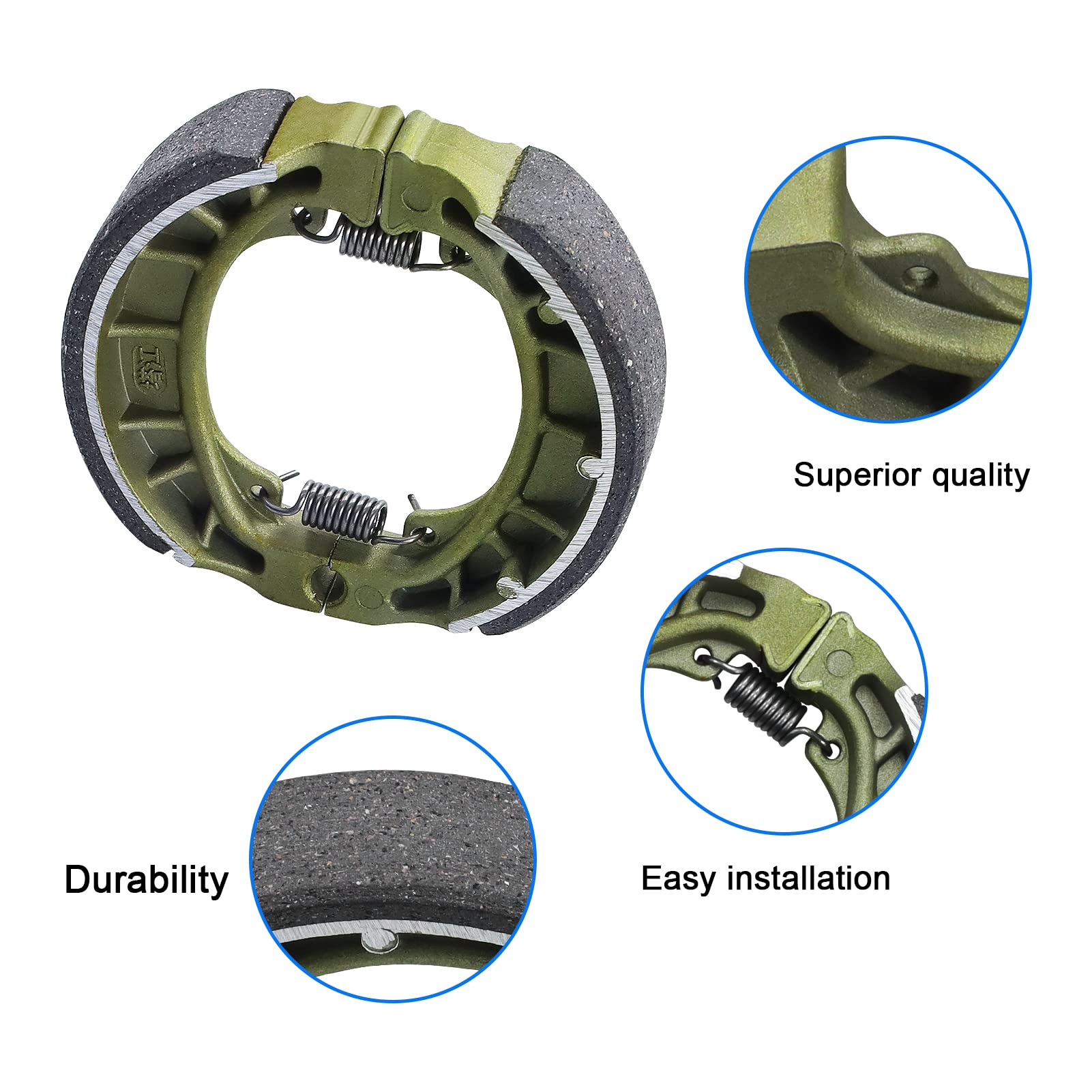 Bt200X Ct200U 105Mm Rnigs Drum Brake Shoes Pads For 6.5Hp 196Cc Baja Mb165 Mb200 Coleman Bt200X Ct200U Ct200U-Ex Massimo Motorsports Mini Bike Crf70 Taotao Gy6 49Cc 50Cc Scooter Moped Atv