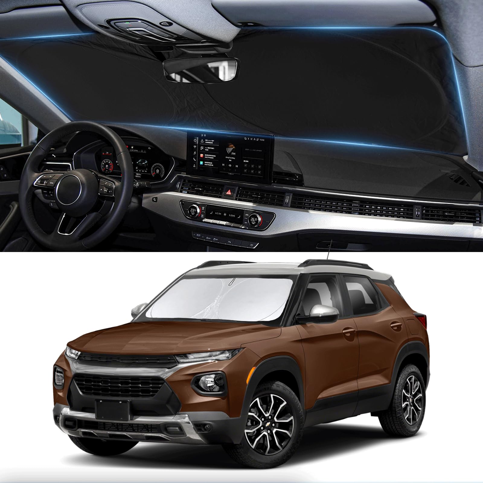 Sunshade For Trailblazer Windshield Sun Shade For Chevrolet 2021-2024 2025 Chevy Trailblazer Accessories Windshield Cover 210T R