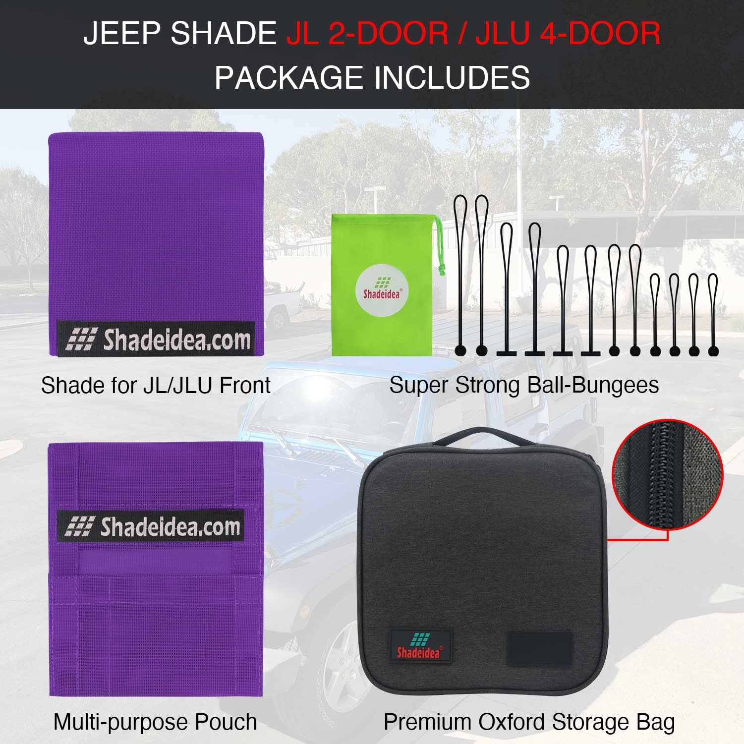 Shadeidea Sun Shade Top For Jeep Wrangler Jl Unlimited (2018-2023) 2 Door And 4 Door Front-Purple Mesh Screen Sunshade Jlu Sahar