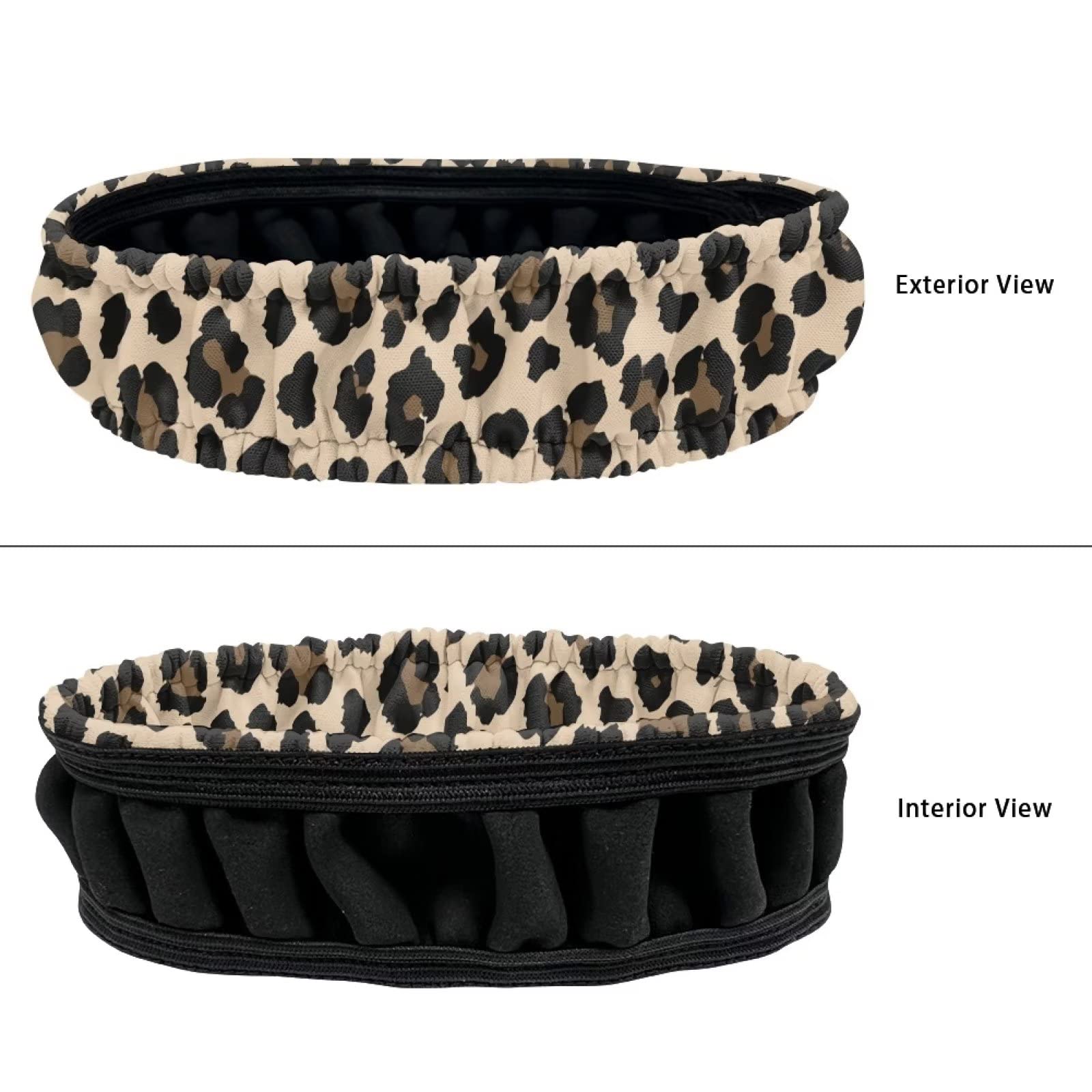 Huisefor Brown Leopard Car Stretchy Rearview Mirror Cover, Dustproof Auto Rear View Mirror Protector Car Interior Accessories Or