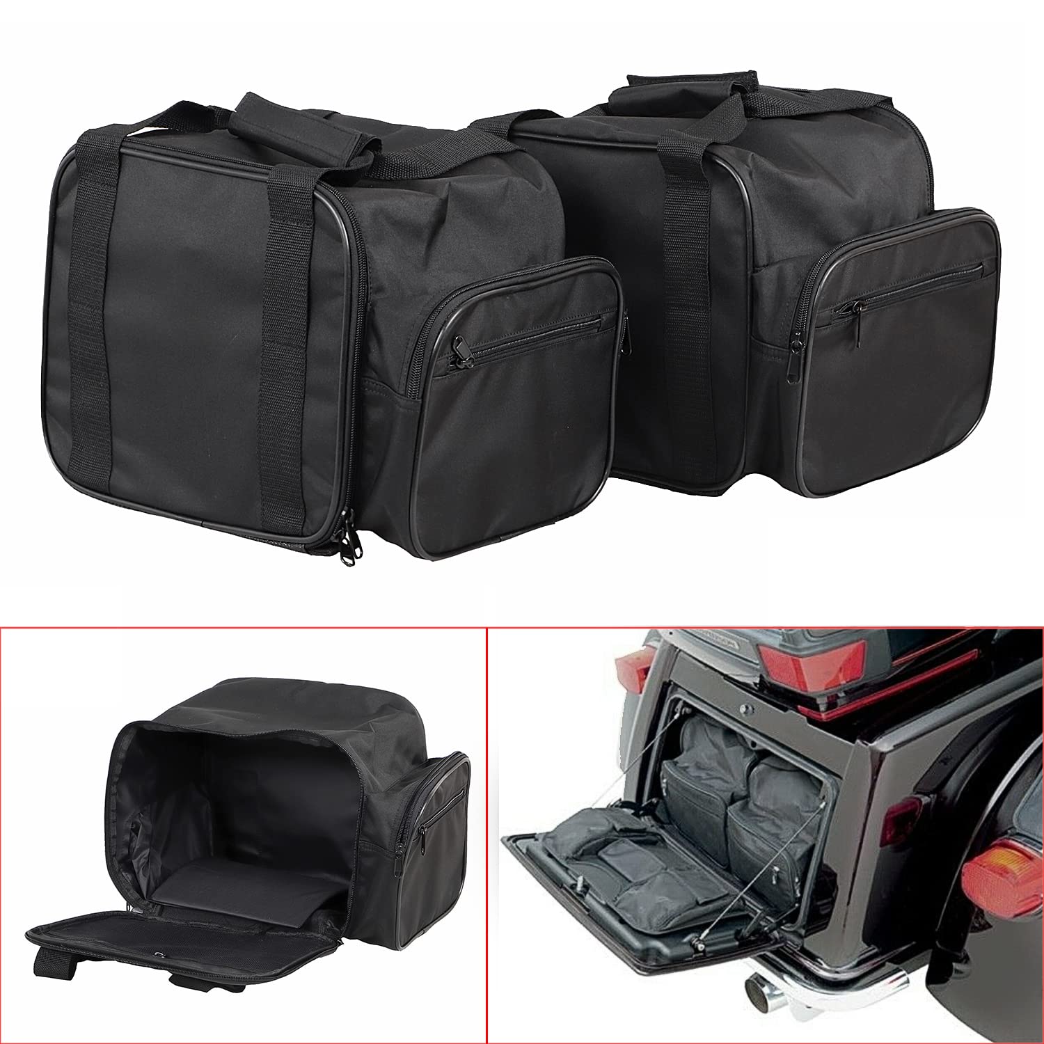 Shmtool Black Saddlebags Trunk Liner Bag Organizer Luggage Bags For Harley Tri Glide Ultra Classic Flhtcutg Flhtutg Trike Flhxxx