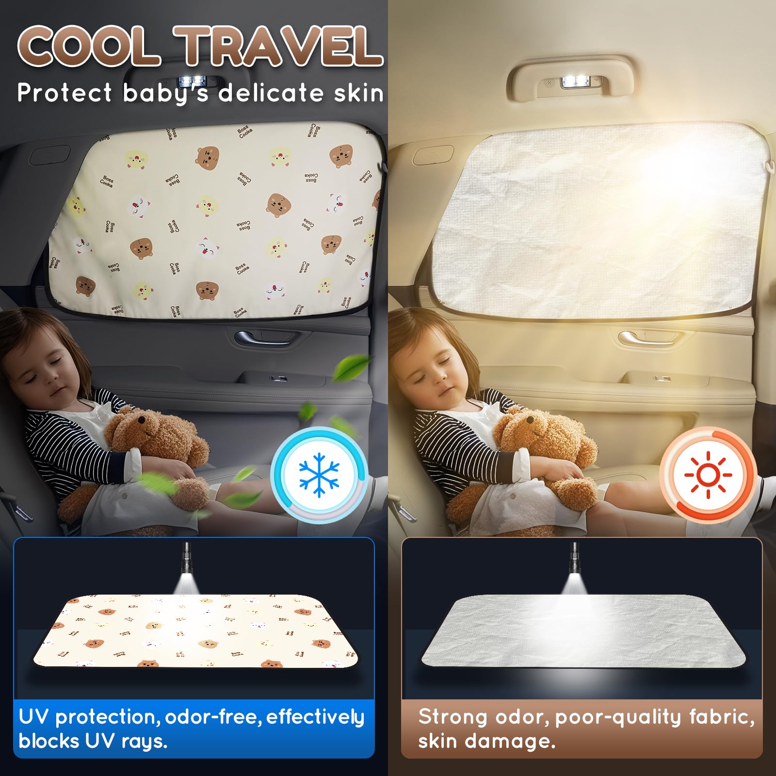 Aokway Car Window Shade (2Pack)-Uv-Blocker Magnetic Car Window Sun Shade For Baby 99% Uv Protection Fit Suv/Sedan/Minivan | Roll