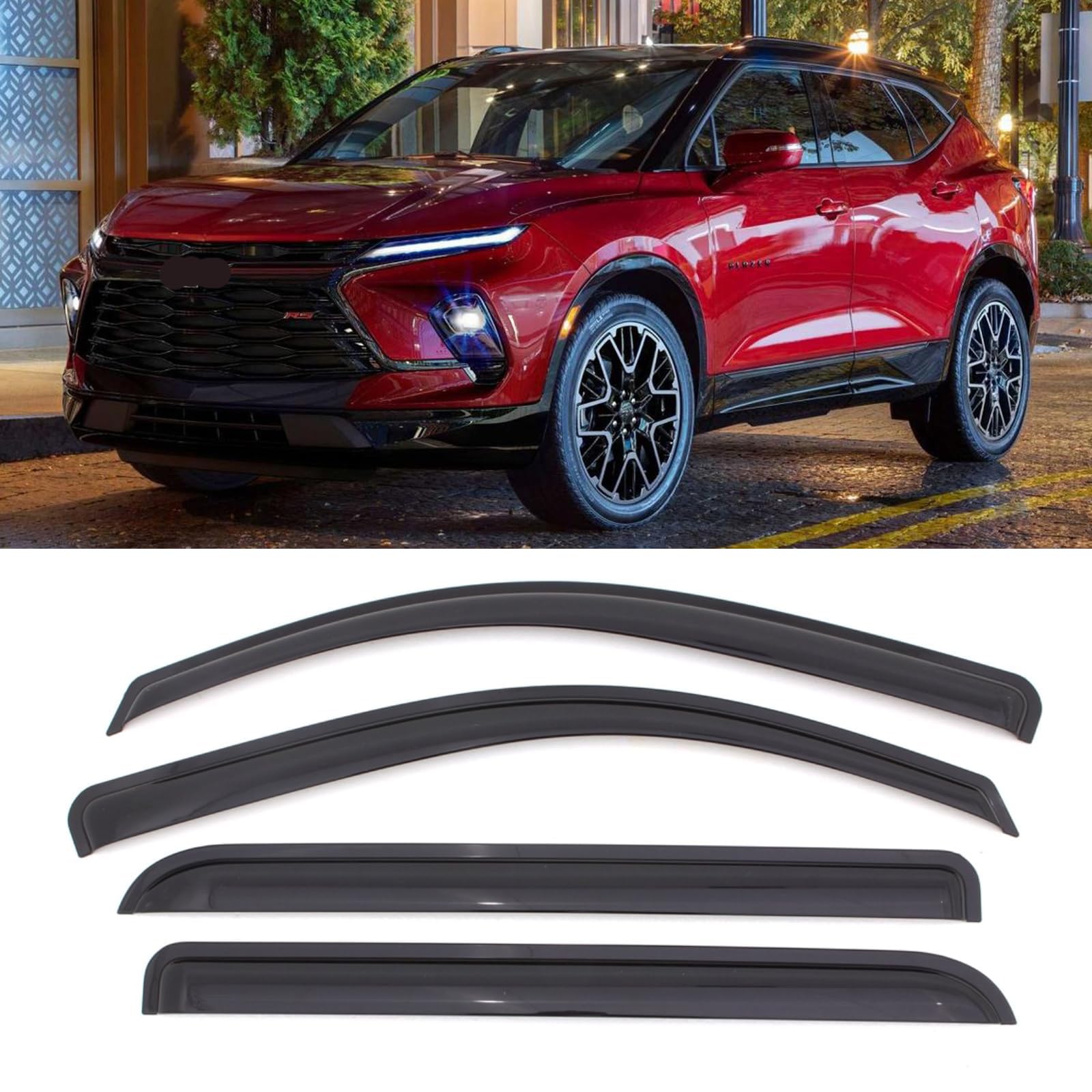 Sontian Rain Guards Tape-On Window Deflectors For 2021-2023 Chevy Trailblazer Vent Visors Sun Visors Black 4Pcs Wind Vent Visors