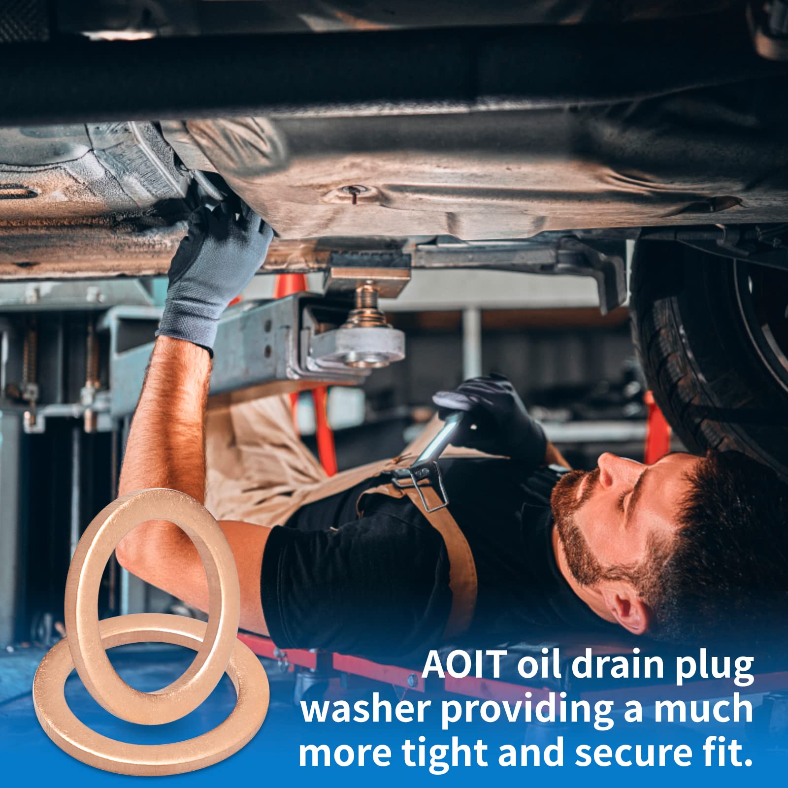 M12 Copper Oil Drain Plug Crush Washer Gasket Fits For Bmw, M12 X 17 X 1.5, 10 Pack