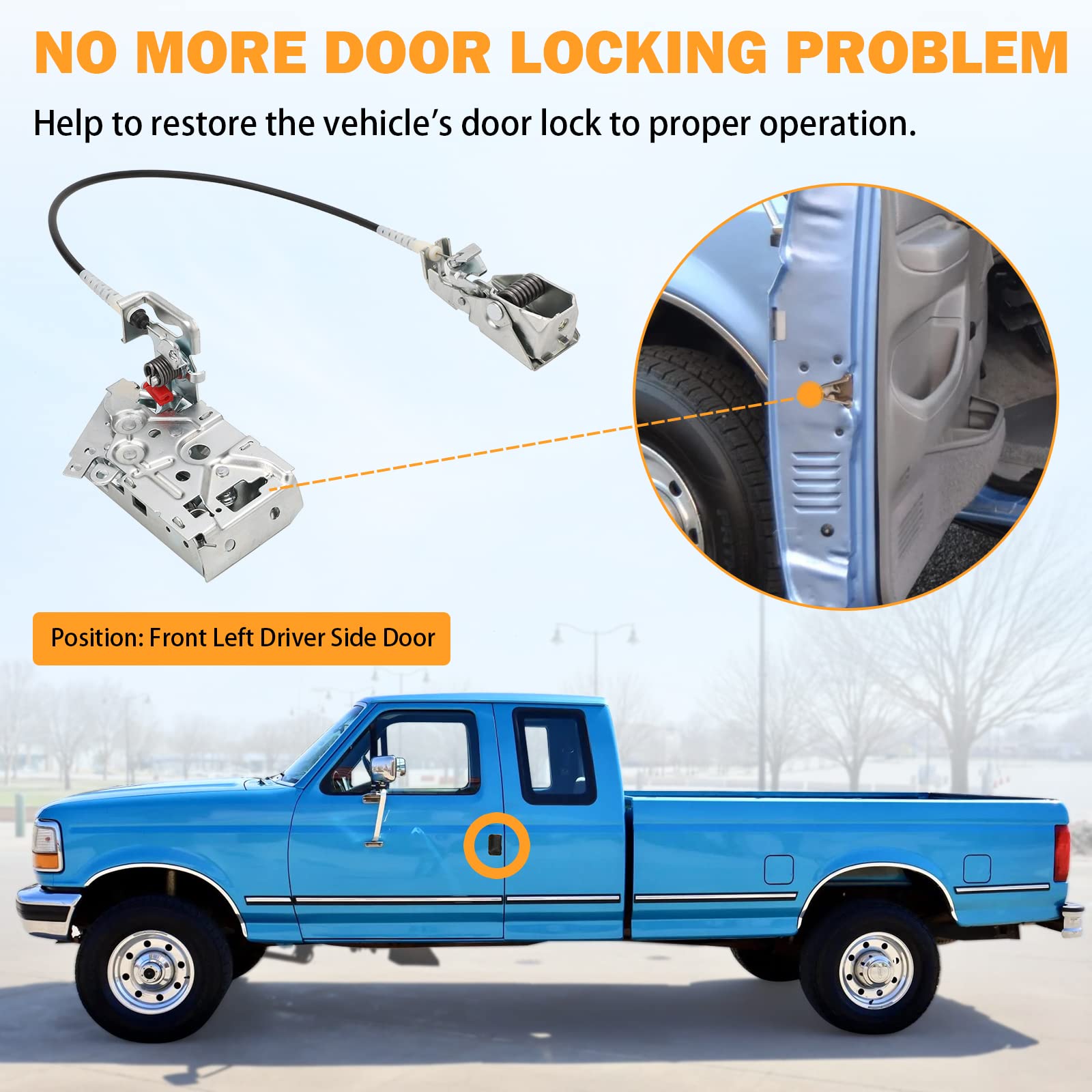 F4TZ-15219A65-A Door Latch Lock Assembly Front Left Driver Side for 1992 1993 1994 1995 1996 1997 Ford F350 F250 F150 Bronco LH