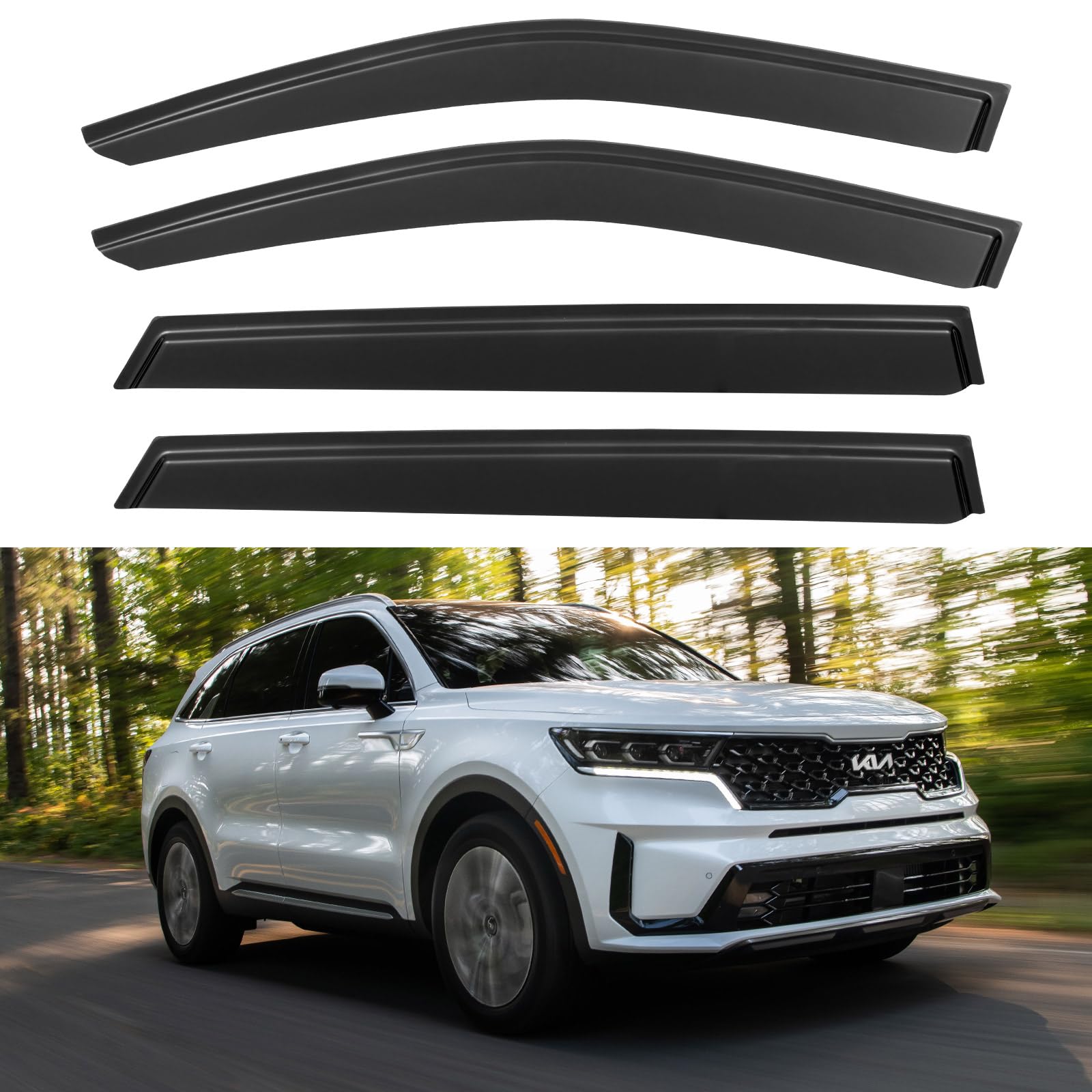 Window Visors Rain Guards Shield for 2021 2022 2023 2024 2025 Kia Sorento, Out-Channel Window Vent Wind Deflectors Visors Shades