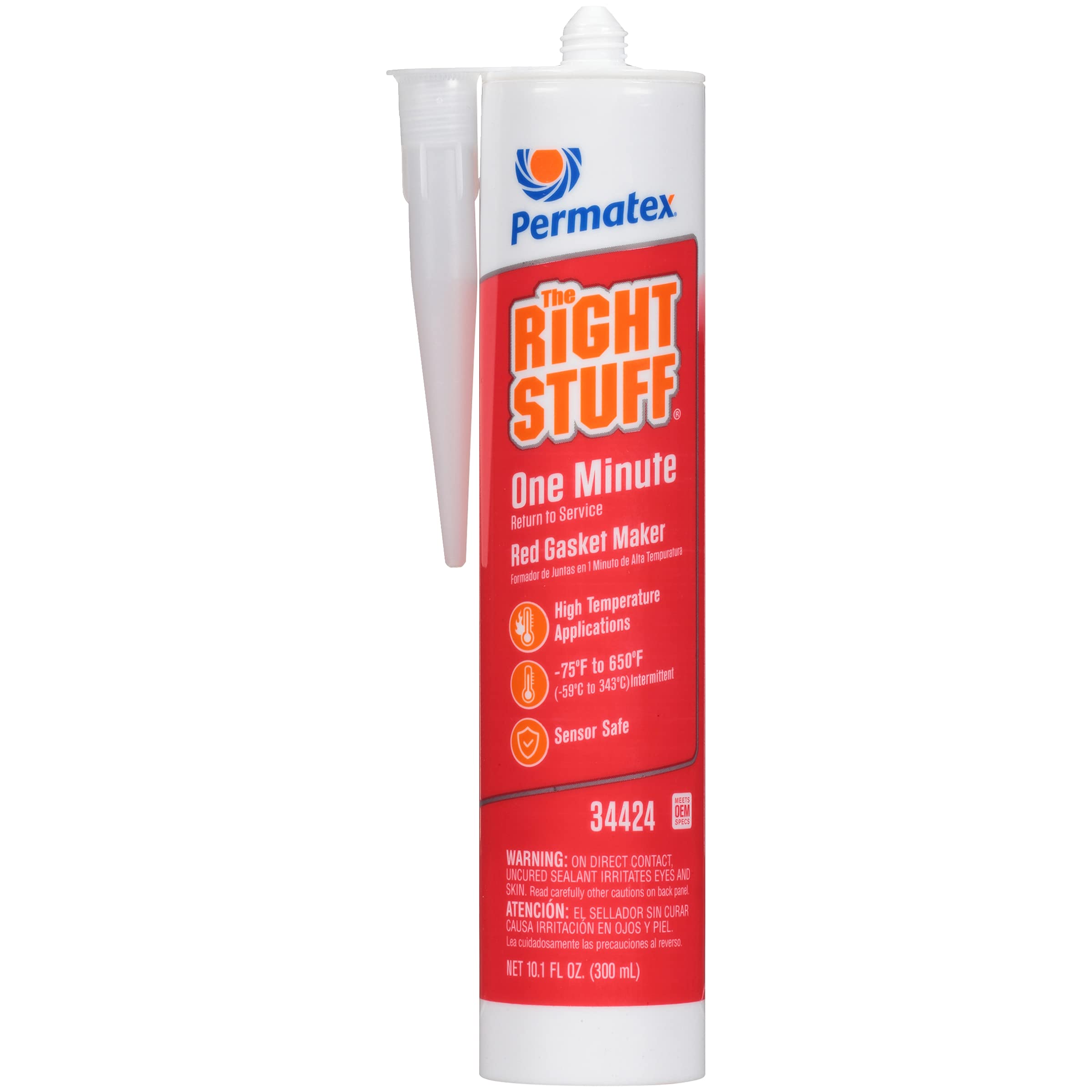 Permatex 34424 Right Stuff 1 Minute Red High Temperature Gasket Maker, 10 Oz