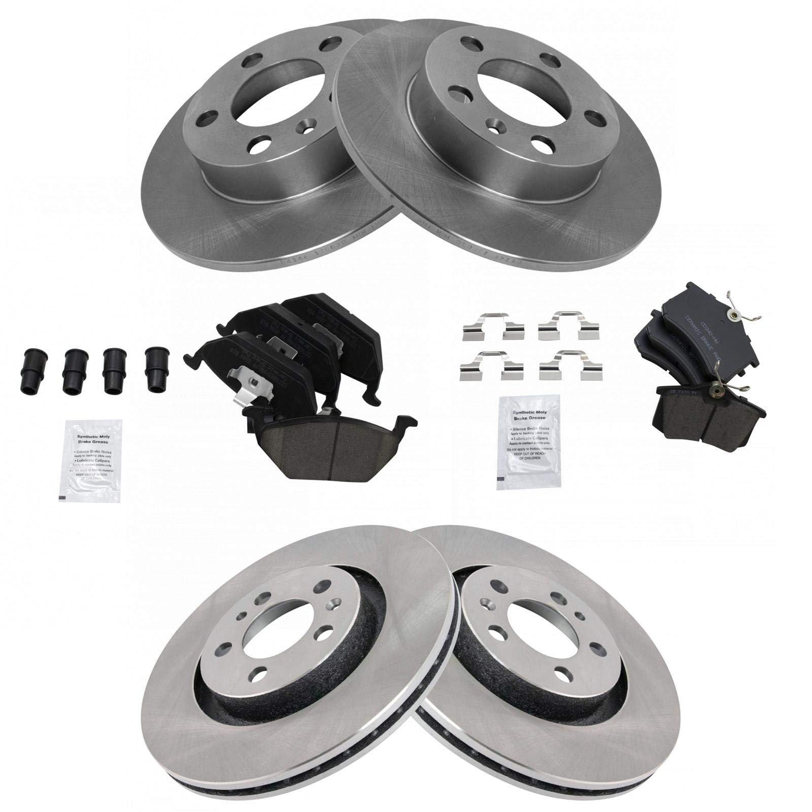 Trq Front And Rear Brake Pad & Rotor Kit Brake Pads Brake Rotor Ceramic Compatible With 2009-2010 Volkswagen Beetle 1999 Jetta