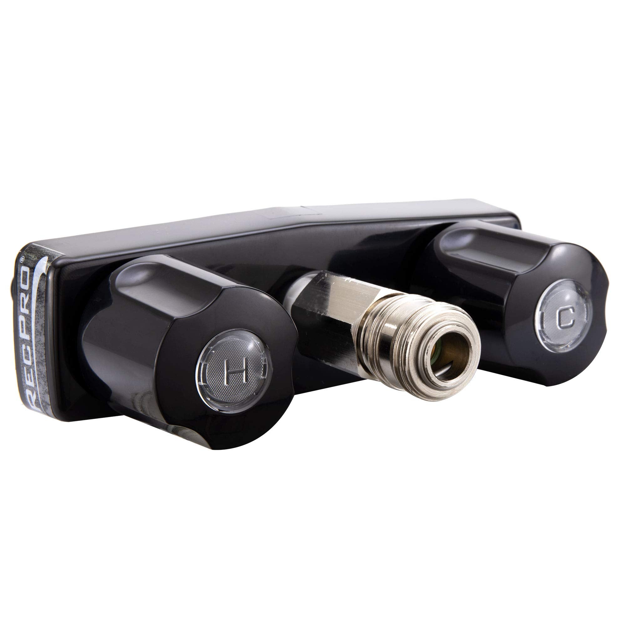 Recpro Rv Exterior Faucet Hot/Cold | High Pressure Sprayer | Metal | Optional Flex Spout | Rv Exterior Shower Faucet | Rv Exterior Sprayer Faucet (With Flex Spout, Black)