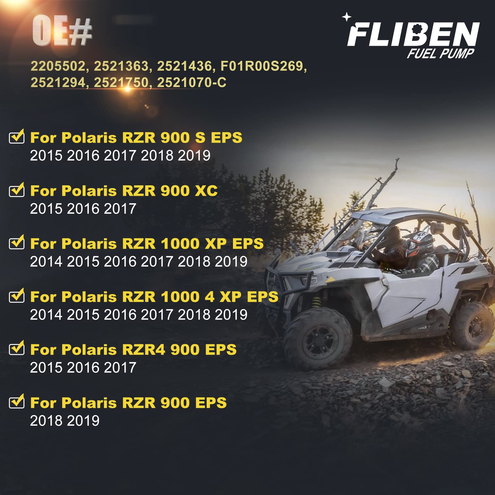 2205502 Fuel Pump Assembly Compatible With Polaris Rzr 900 S Eps/Xc 2015-2019 & Rzr 1000 Xp / 4 Xp 2014-2019 2521363 2208323 252