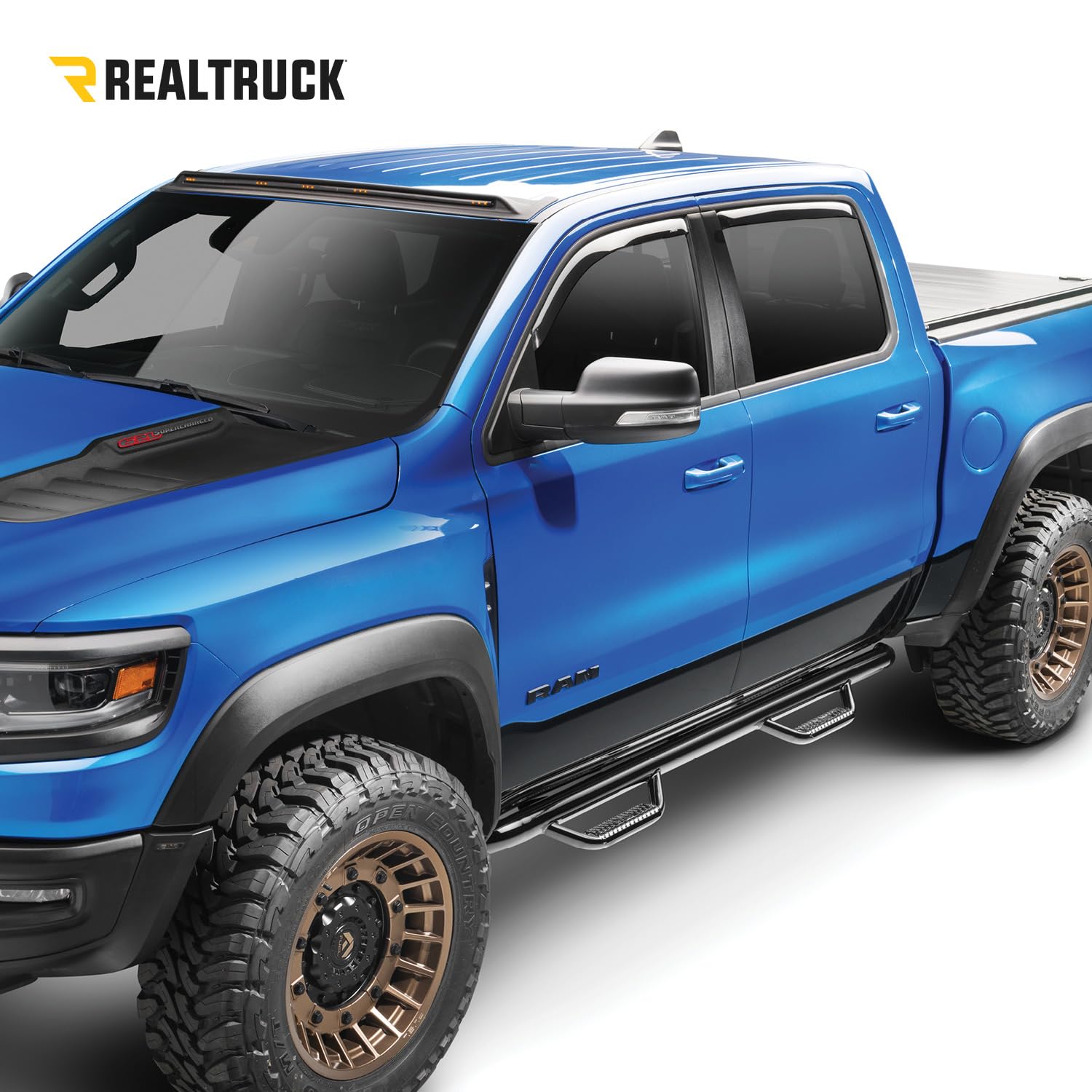 RealTruck Nerf Steps for RAM | Cab Length, Heavy Duty Steel, Textured Black | D0973QC-TX | Fits 2009-2015.5 RAM 1500 Quad Cab, S