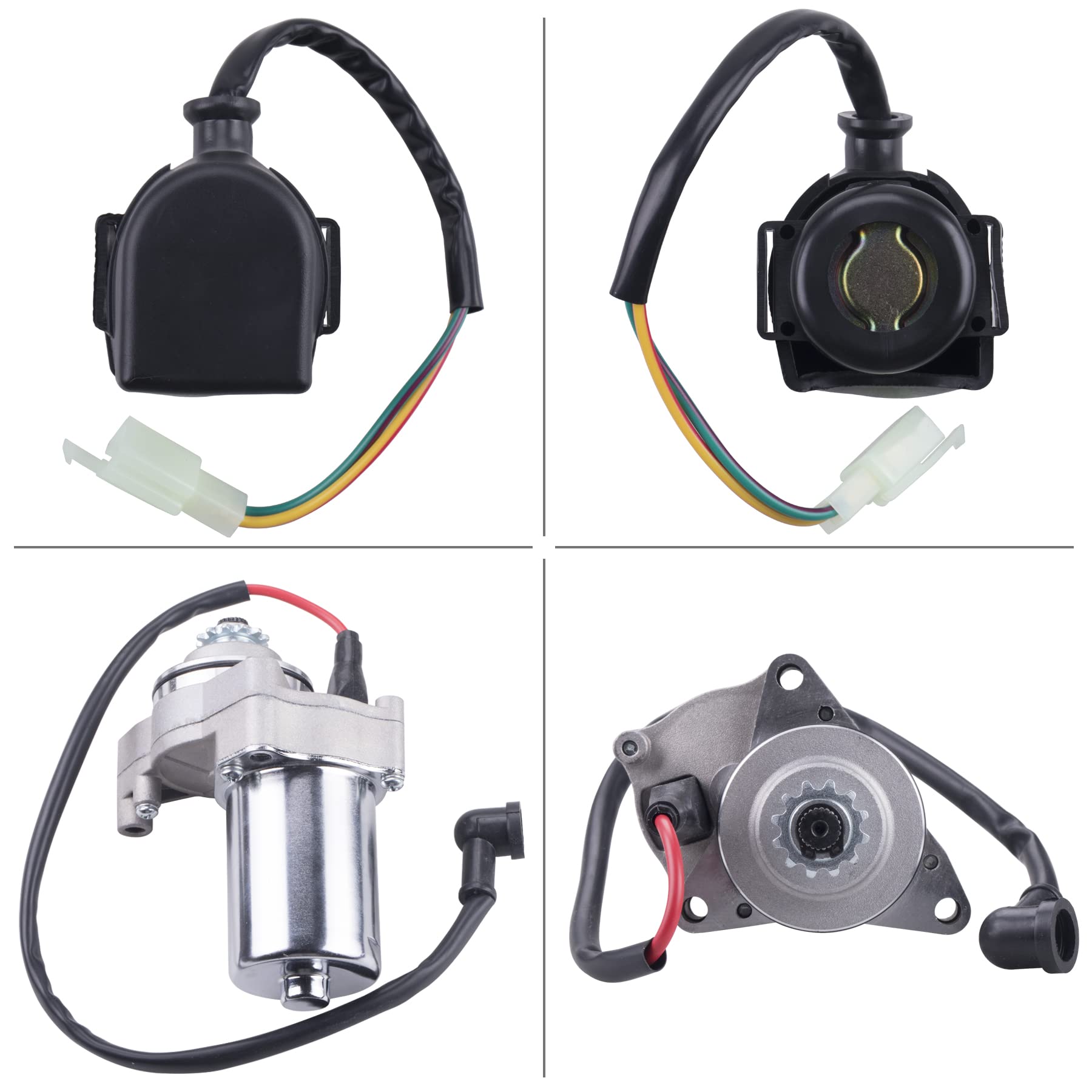JINGKE 12 Teeth Starter Motor Starter Relay Solenoid for Tao Tao 125cc 110cc-50cc ATV Coolster Motor Four 4 Wheeler Chinese Pit Dirt Bike 4 Wheelers Go Karts Dune Buggy Sandrail Quad SSR Roketa