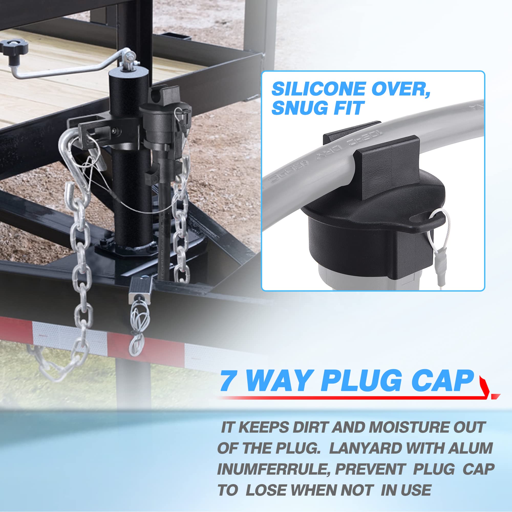 Mictuning Heavy Duty Trailer Towing Organizer Powder Coating, Aluminum Chain Holder, 7 Way Plug Cover, A Lanyard With Aluminum F