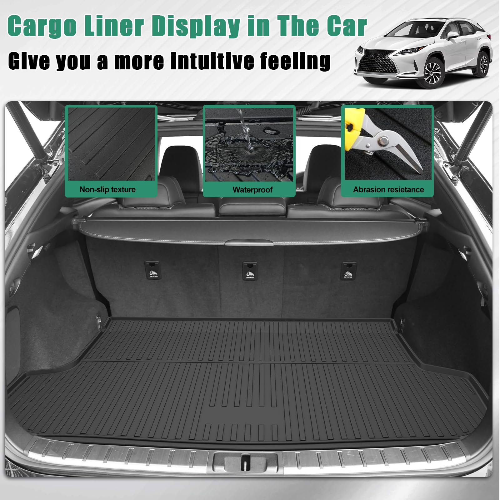 Original Rx Cargo Liners For Lexus Rx Rx350/Rx450H 2016-2022 (No Rxl Models) - Custom Fit Tpe Trunk Mat - All Weather Rubber Tru