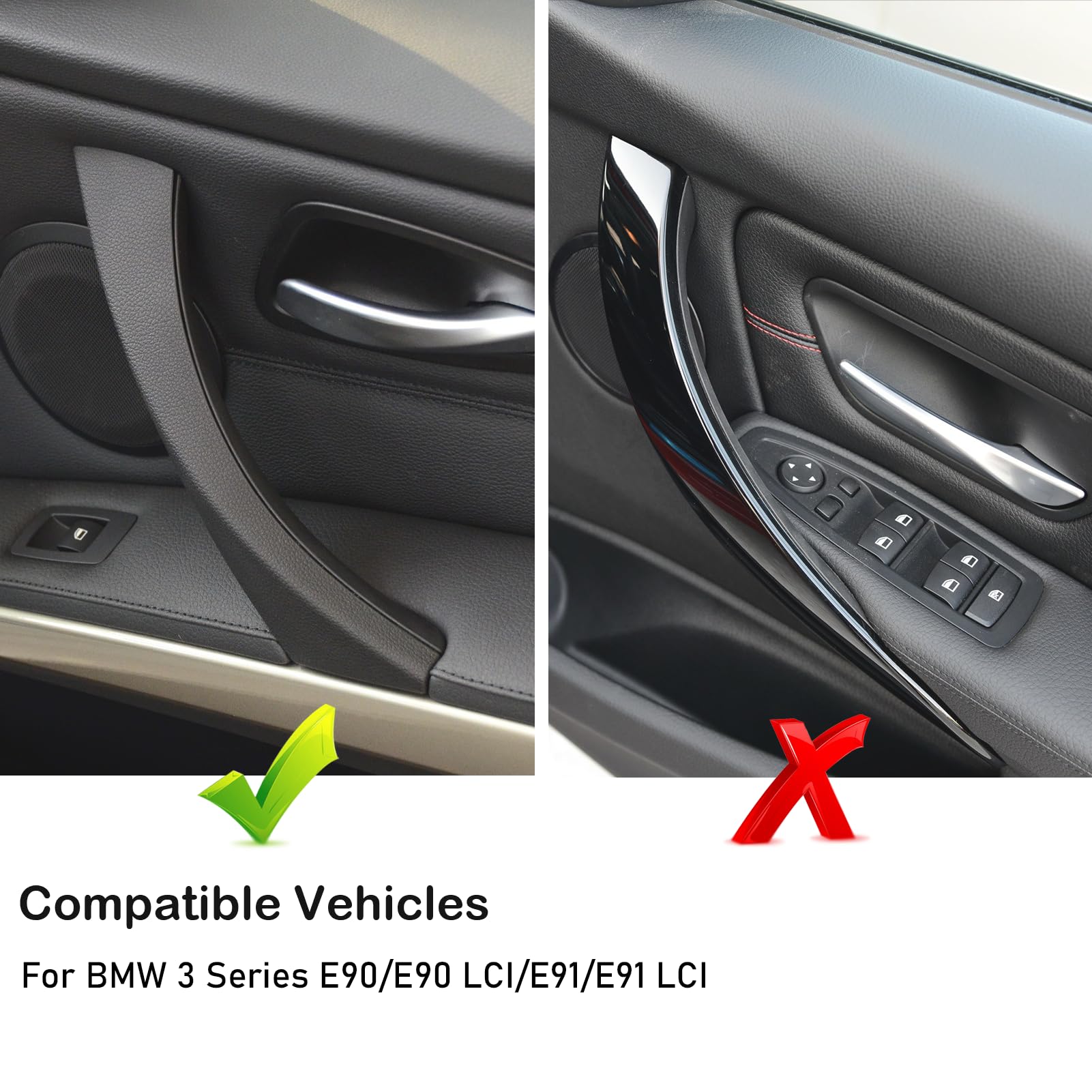 Jaronx Left Side Door Pull Handle For Bmw 3 Series E90/E91, Left Rear Door Handle Inner Part Door Support Bracket Door Panel Han